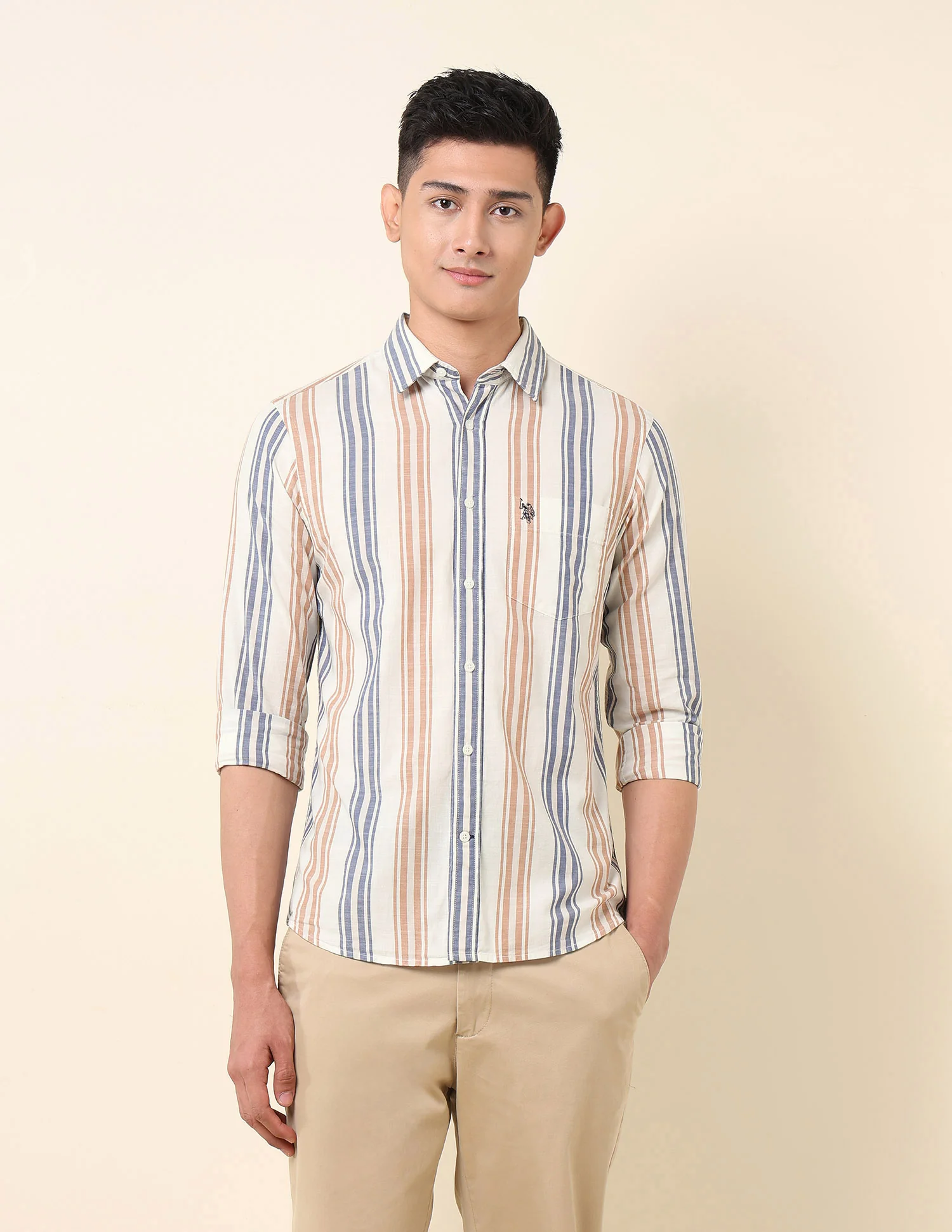 Vertical Striped Pure Cotton Shirt - Image 6