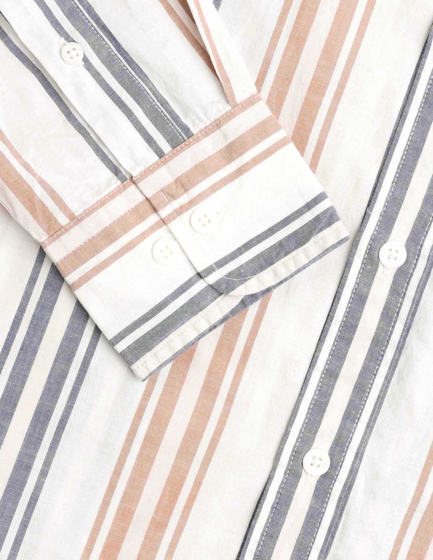 Vertical Striped Pure Cotton Shirt - Image 8