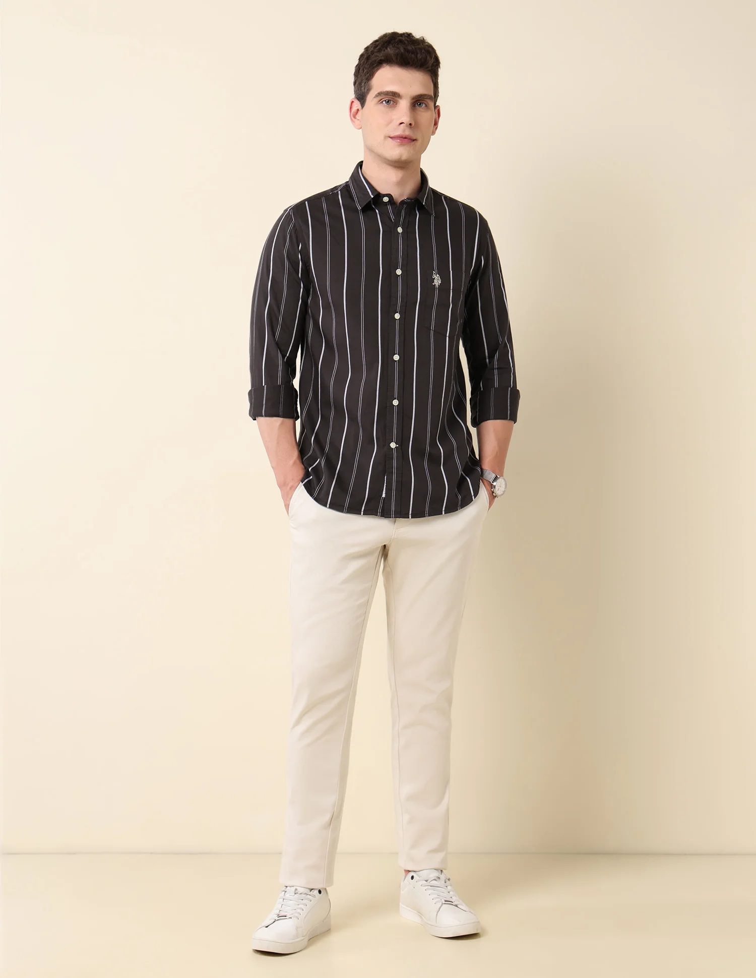 Vertical Striped Pure Cotton Shirt - Image 3