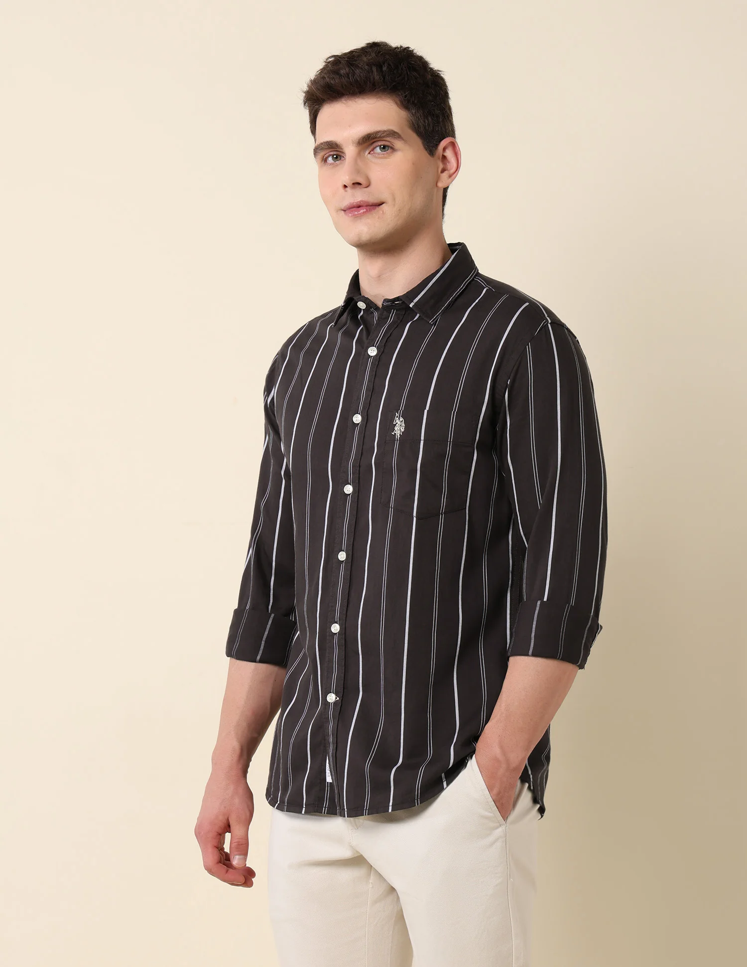 Vertical Striped Pure Cotton Shirt - Image 4