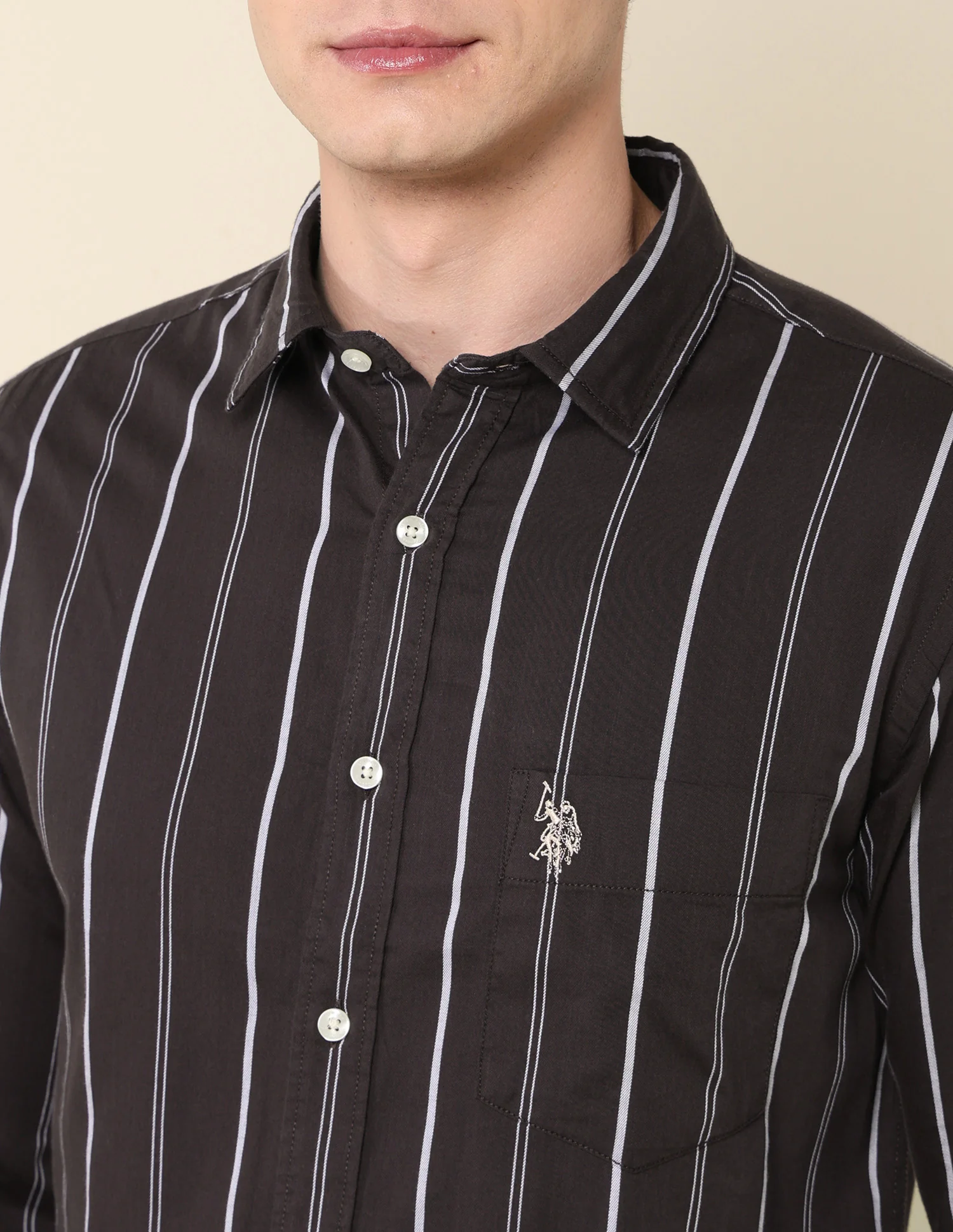 Vertical Striped Pure Cotton Shirt - Image 7