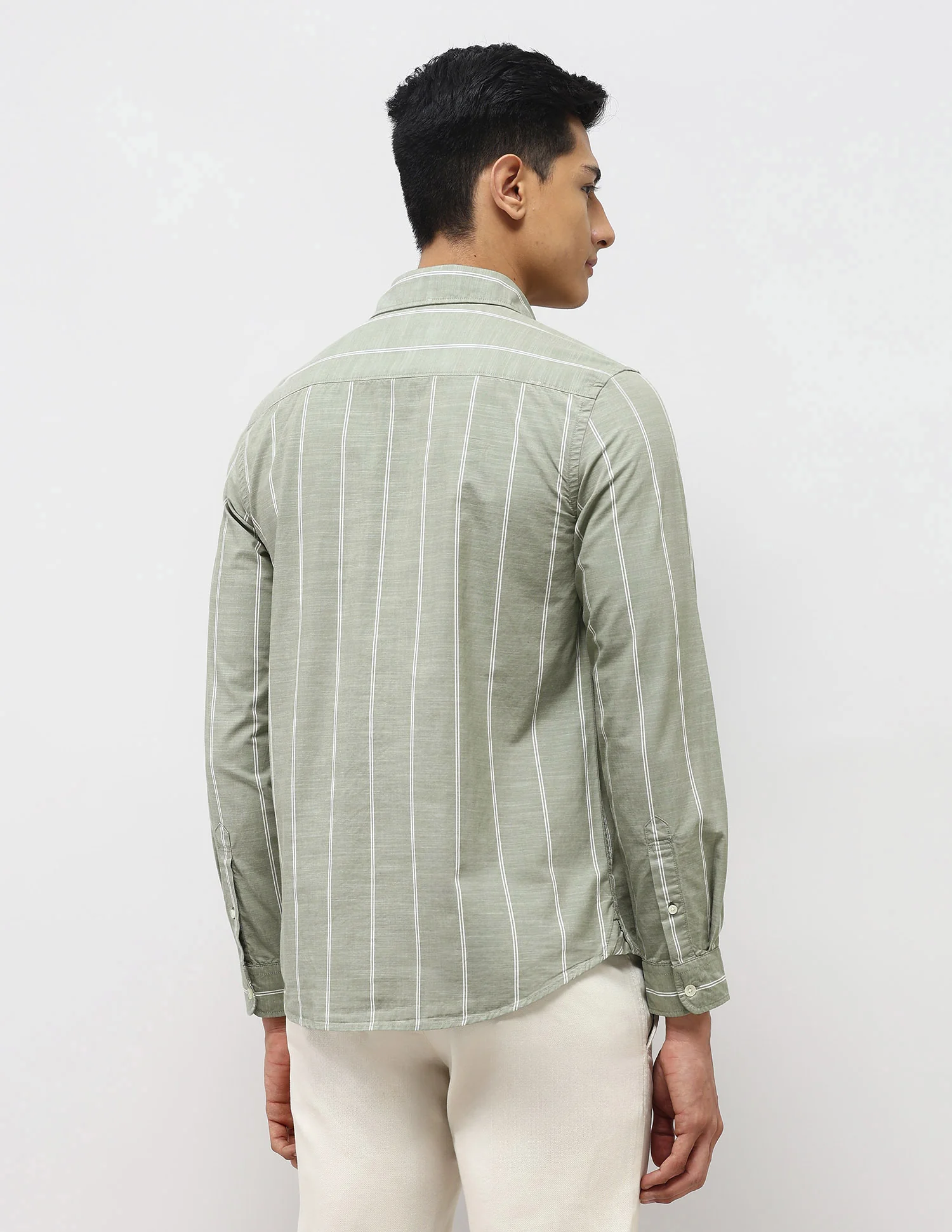 Vertical Striped Pure Cotton Shirt - Image 5