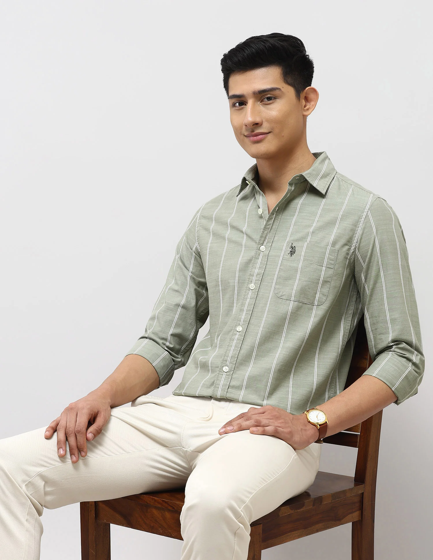 Vertical Striped Pure Cotton Shirt - Image 6