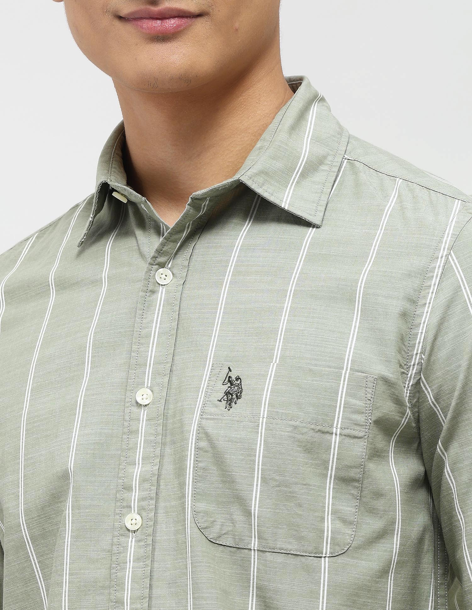 Vertical Striped Pure Cotton Shirt - Image 7