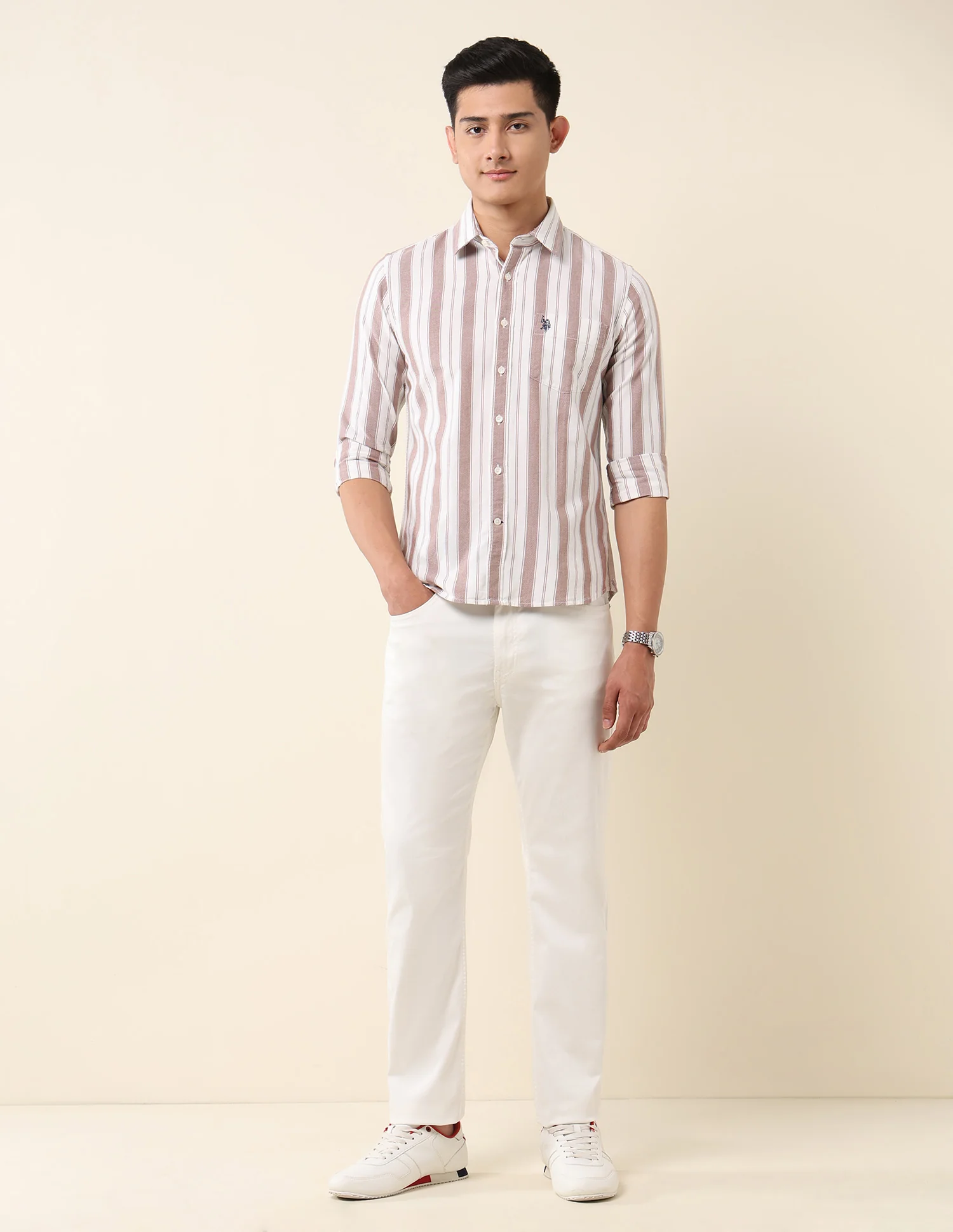 Vertical Striped Pure Cotton Shirt - Image 3