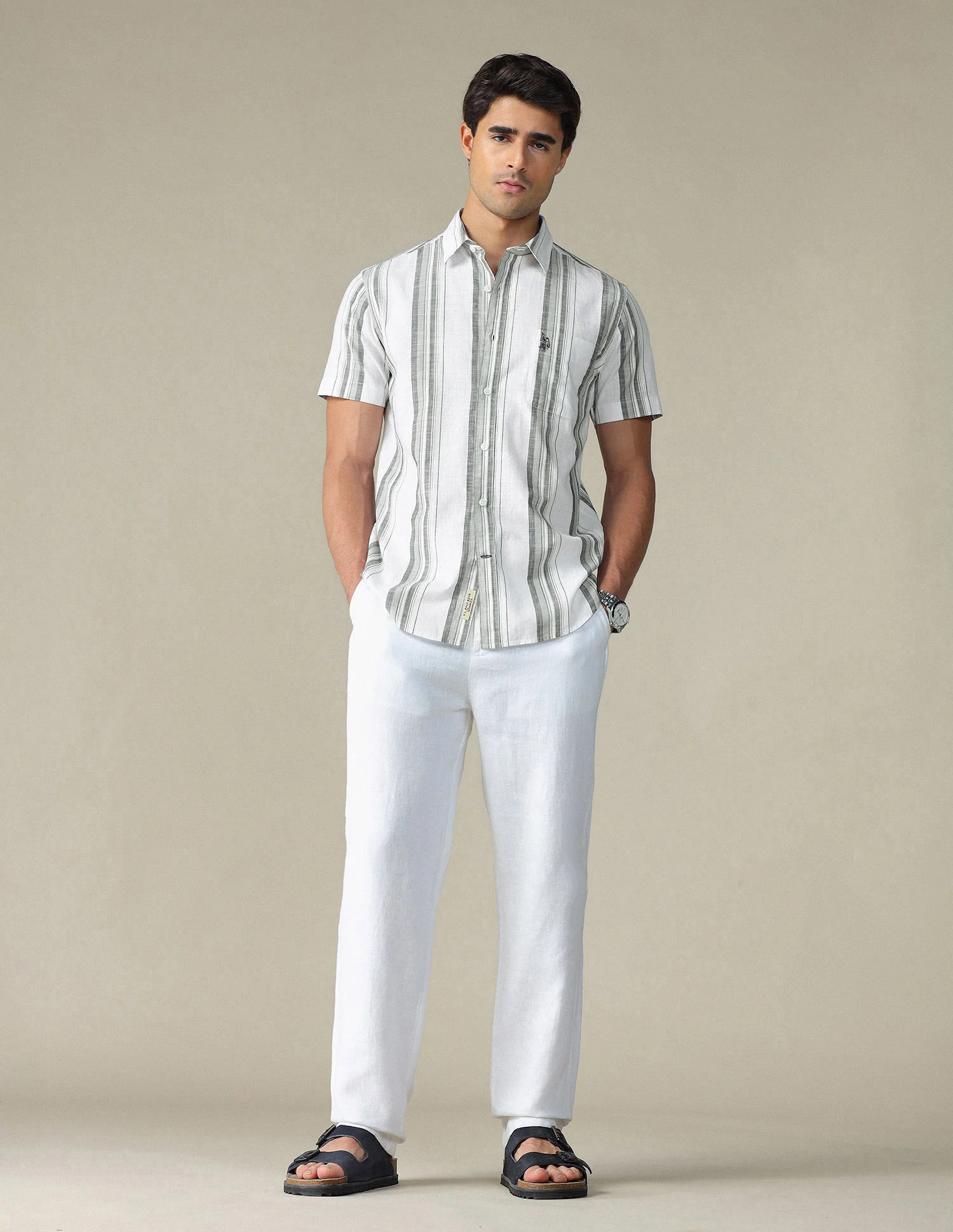 Vertical Striped Pure Cotton Shirt - Image 3