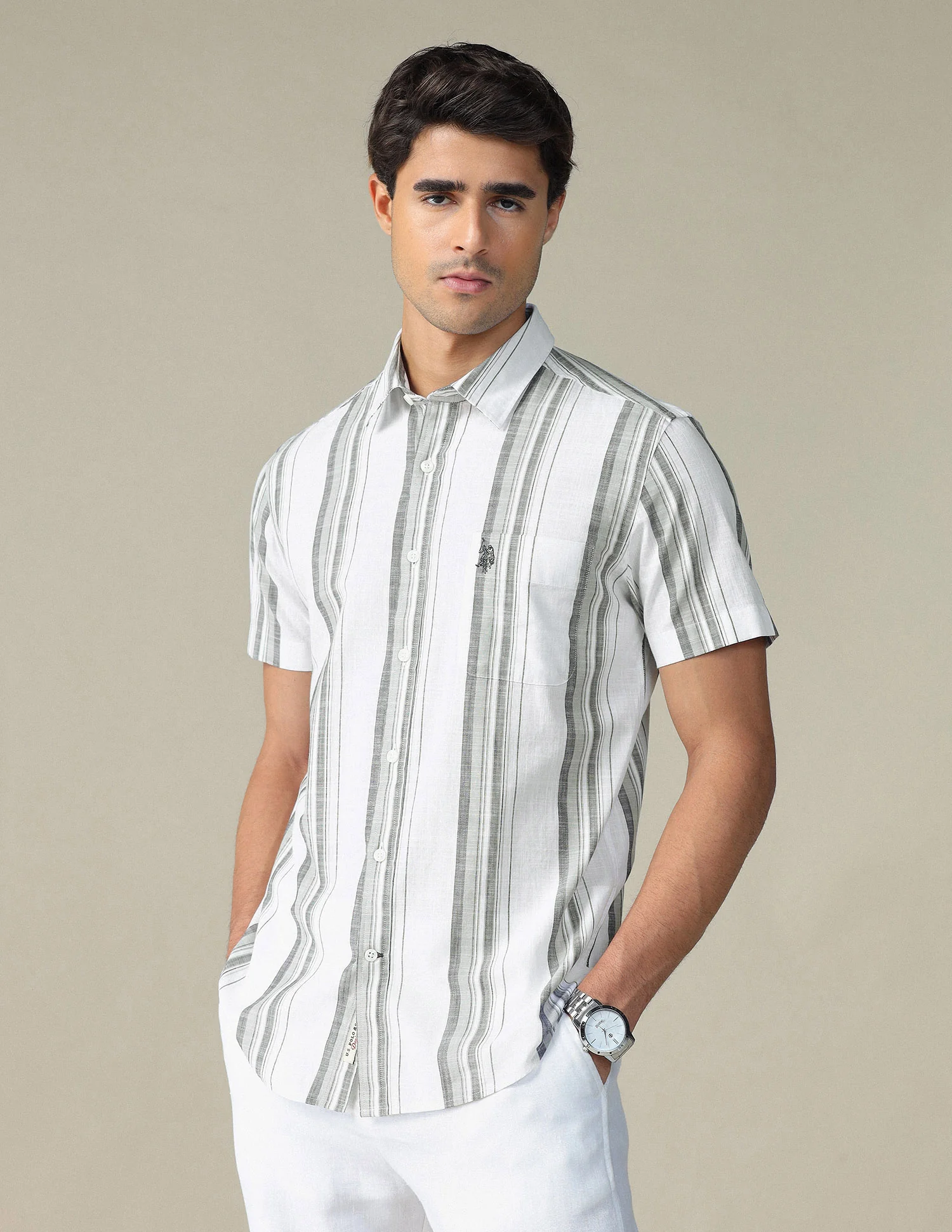 Vertical Striped Pure Cotton Shirt - Image 4