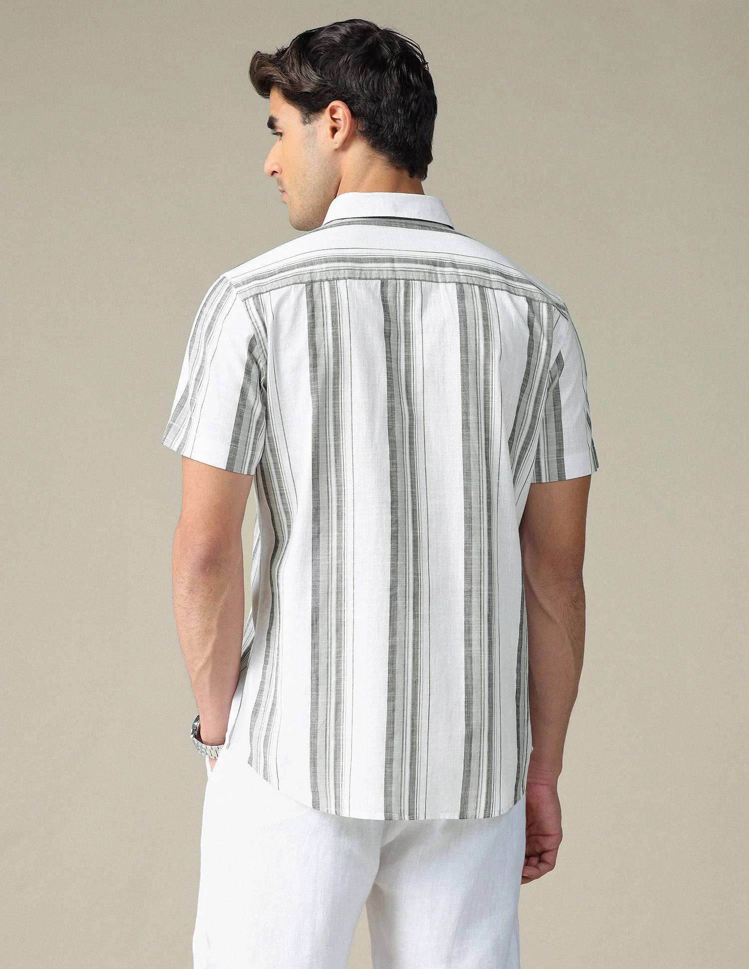 Vertical Striped Pure Cotton Shirt - Image 5