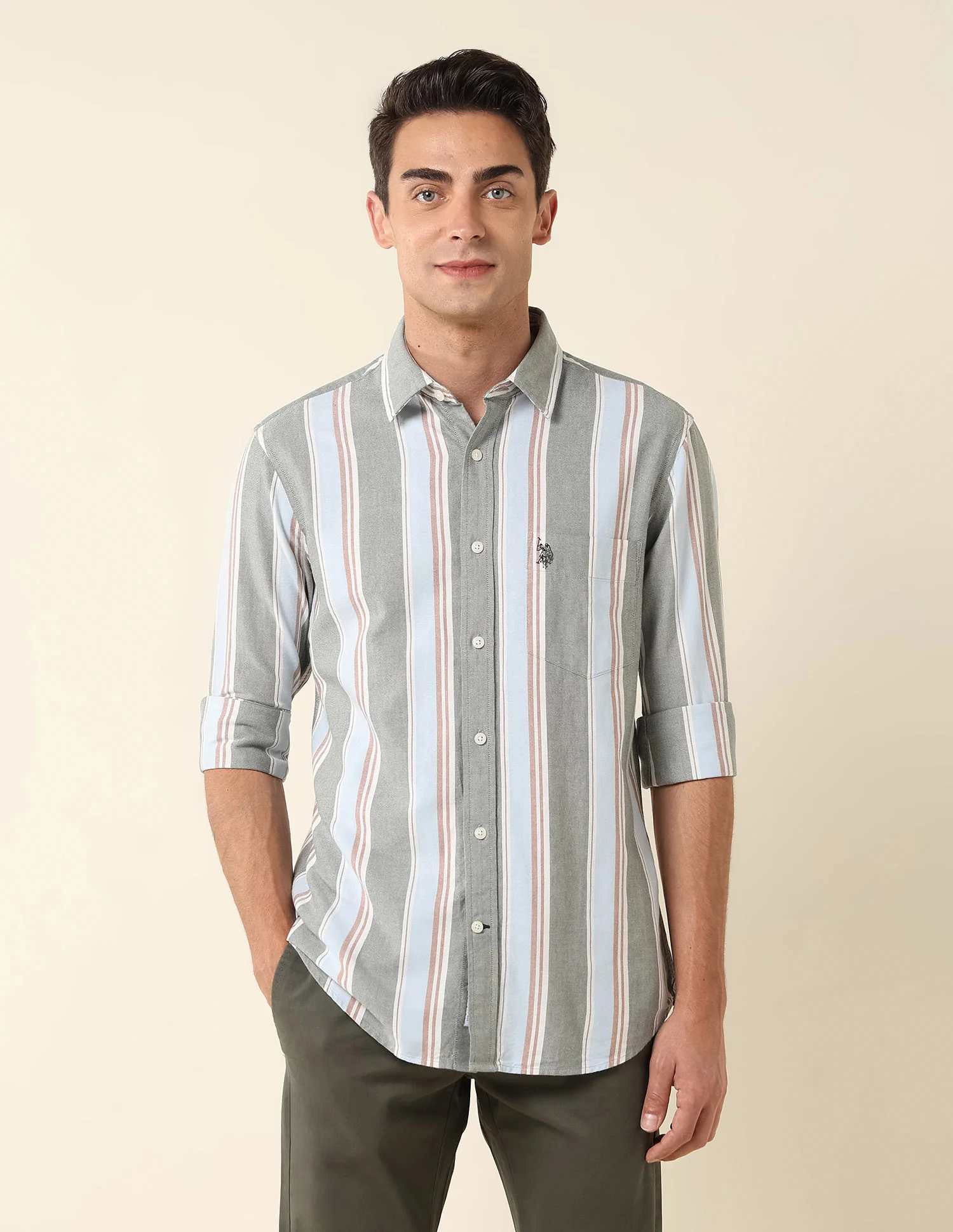 Vertical Striped Pure Cotton Shirt - Image 6