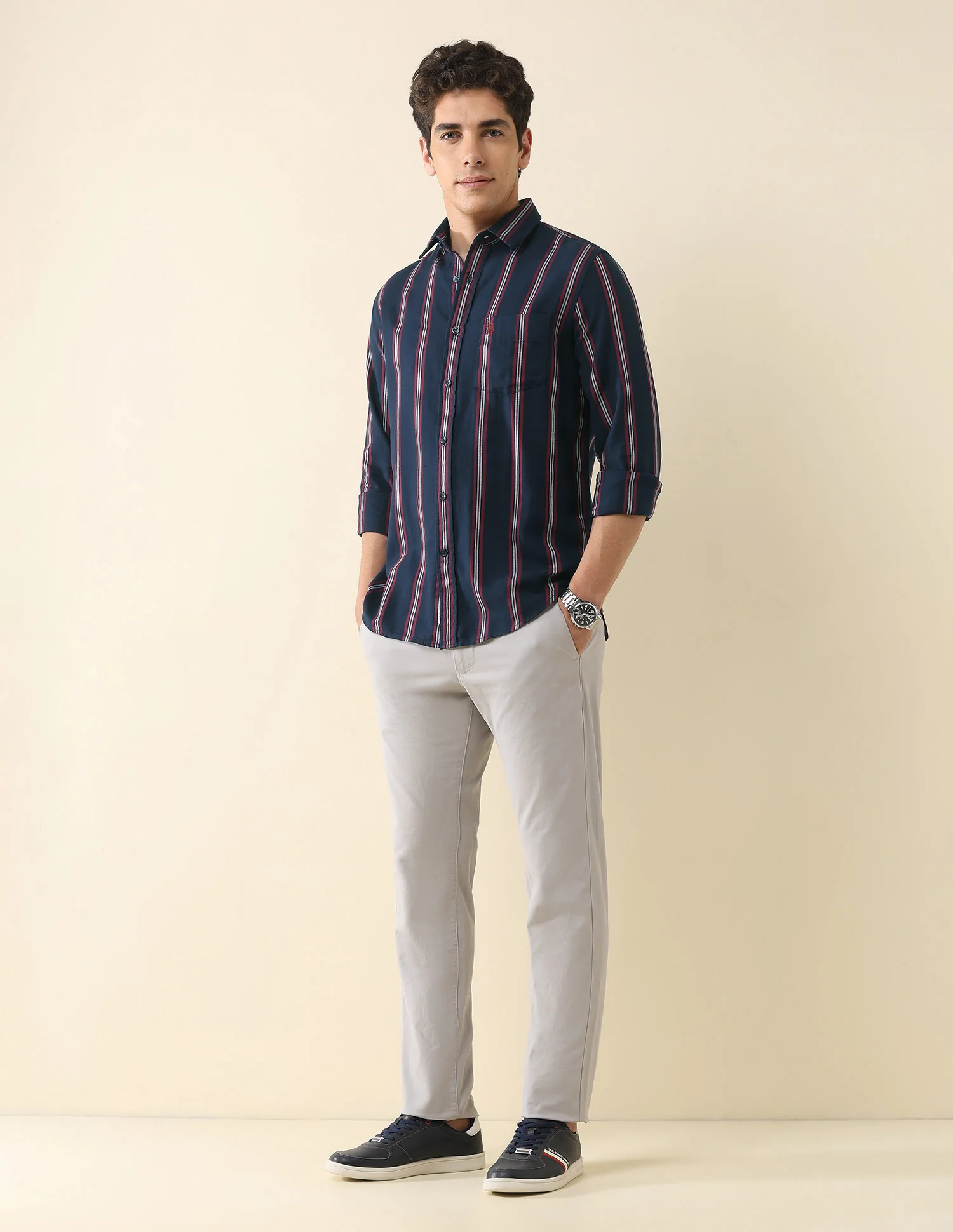 Vertical Striped Pure Cotton Shirt - Image 3