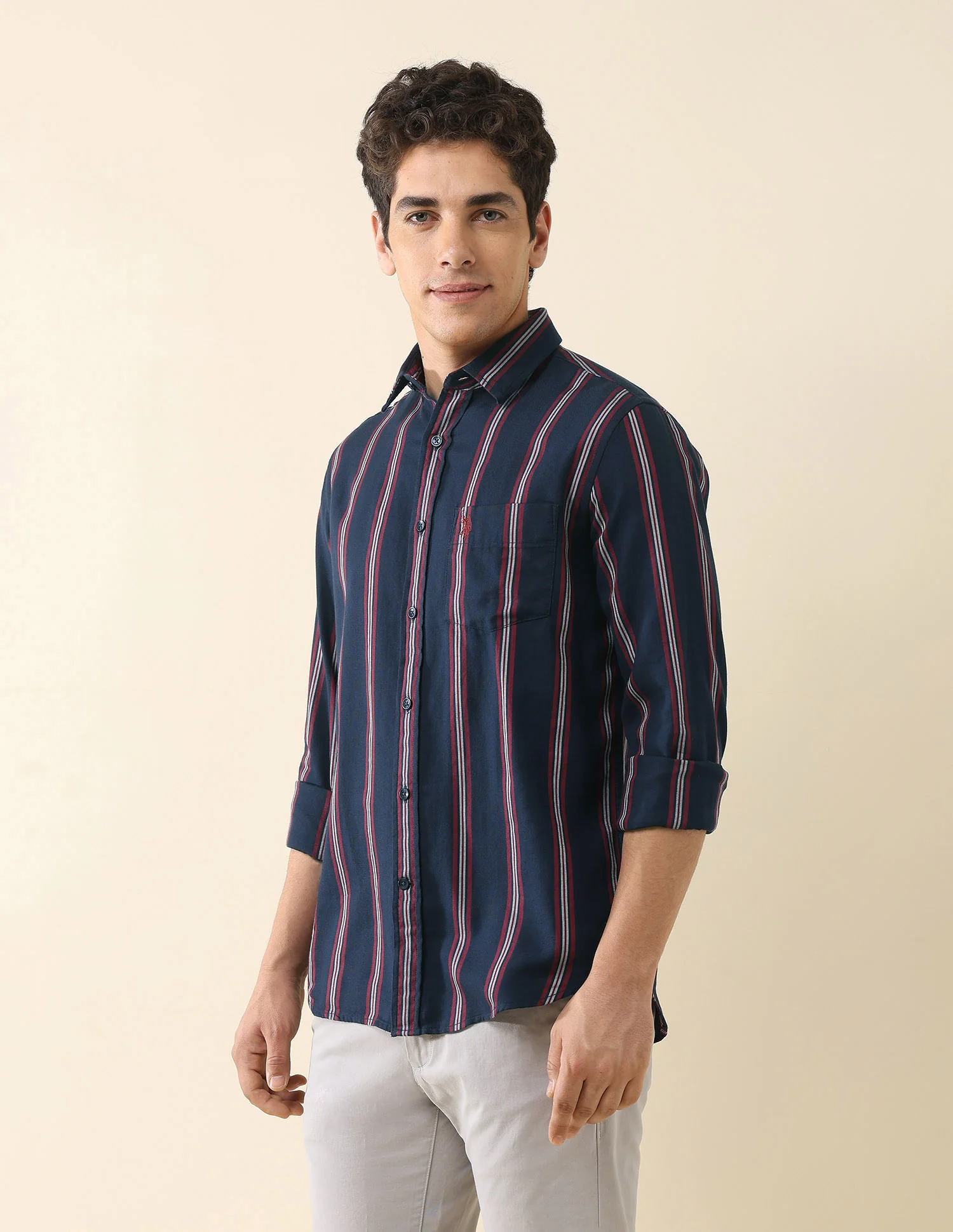 Vertical Striped Pure Cotton Shirt - Image 4