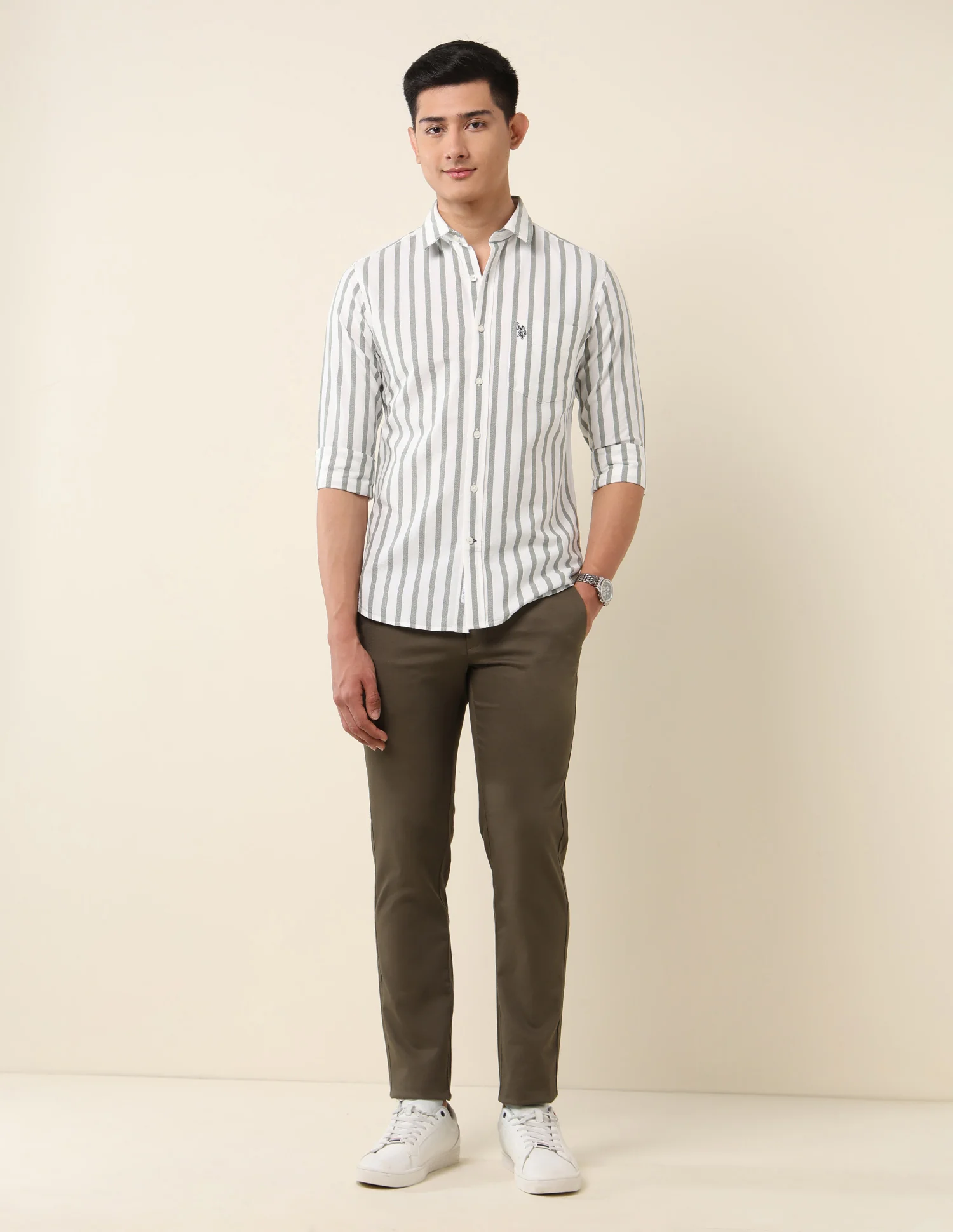 Vertical Striped Pure Cotton Shirt - Image 3