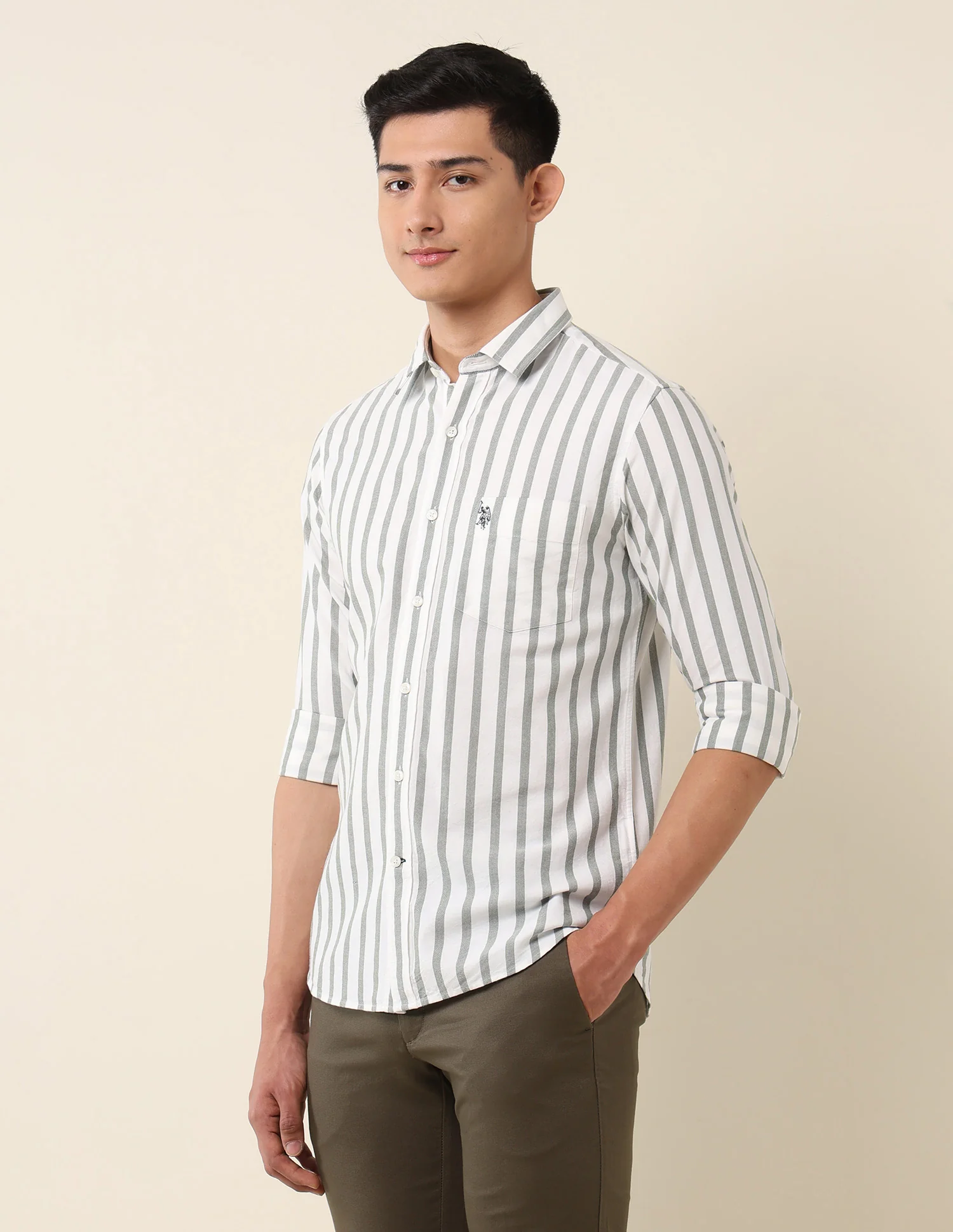 Vertical Striped Pure Cotton Shirt - Image 4
