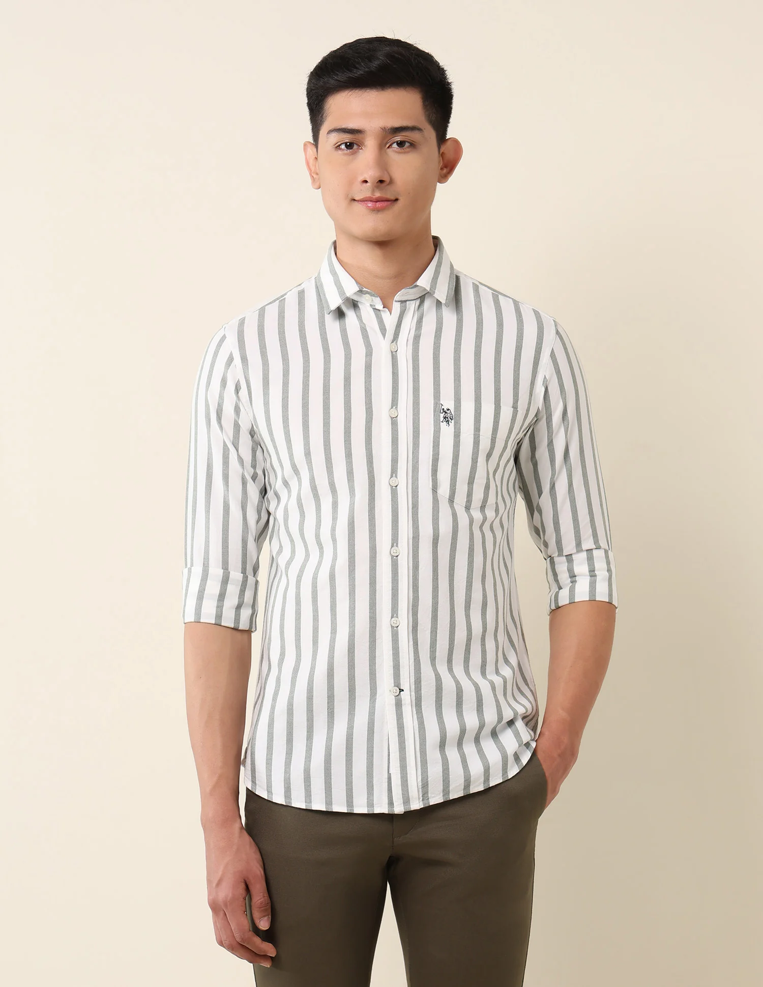 Vertical Striped Pure Cotton Shirt - Image 6