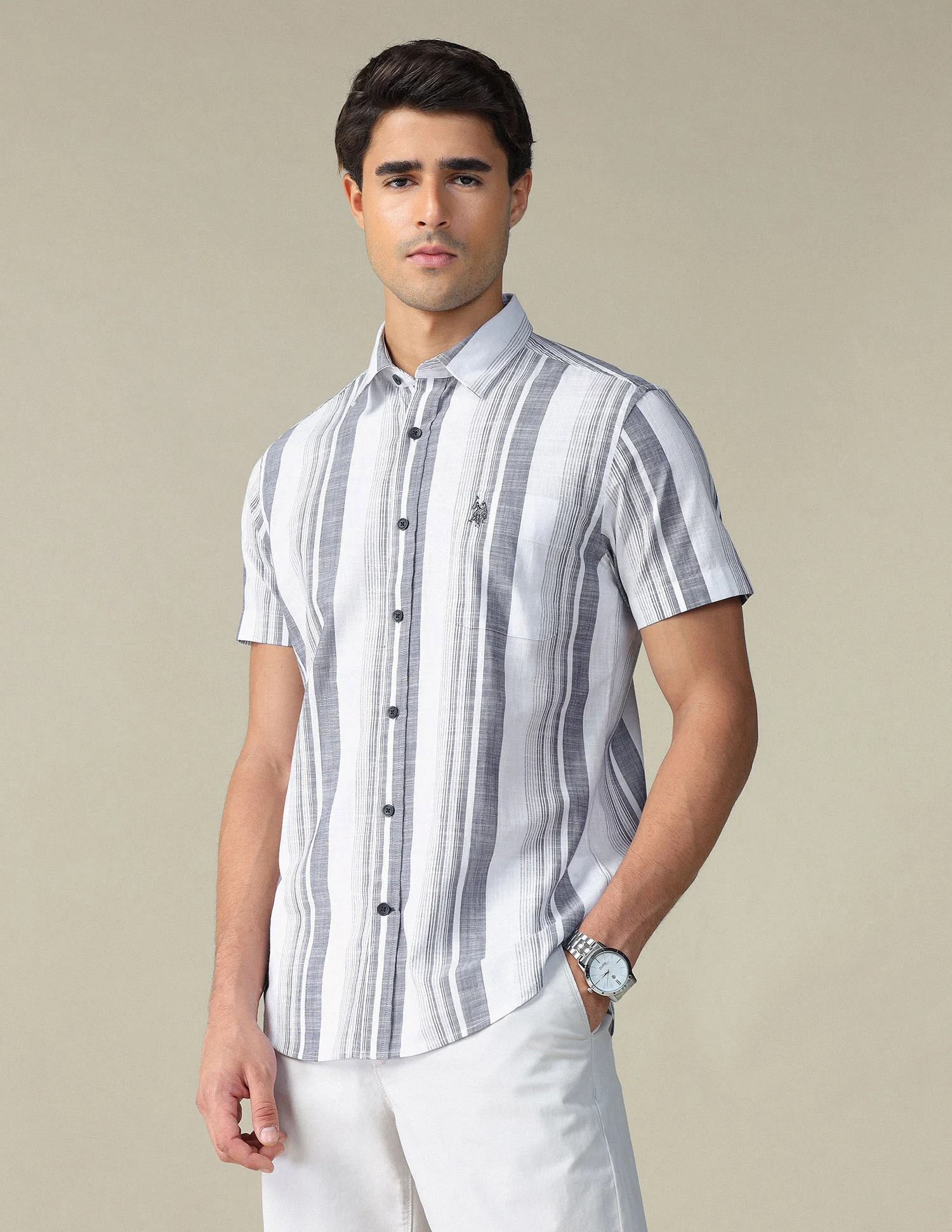 Vertical Striped Pure Cotton Shirt - Image 4