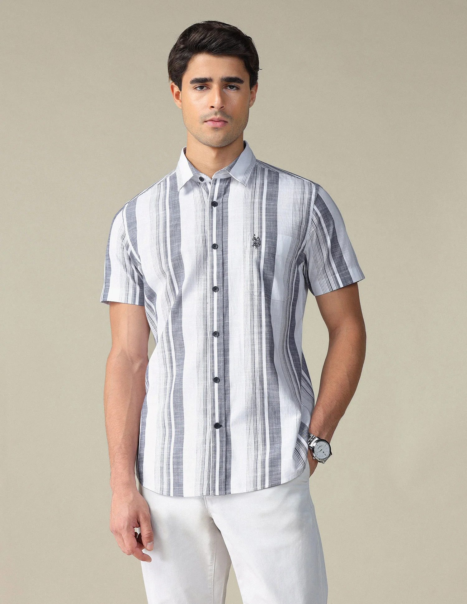 Vertical Striped Pure Cotton Shirt - Image 6