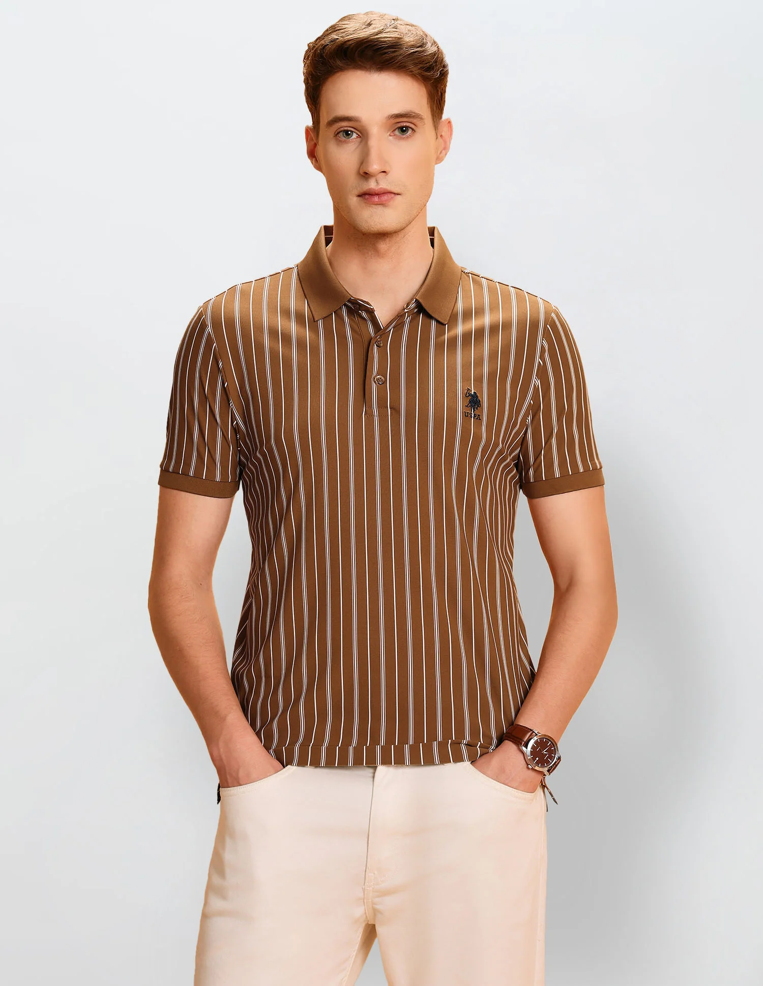 Vertical Striped Regular Fit Polo Shirt