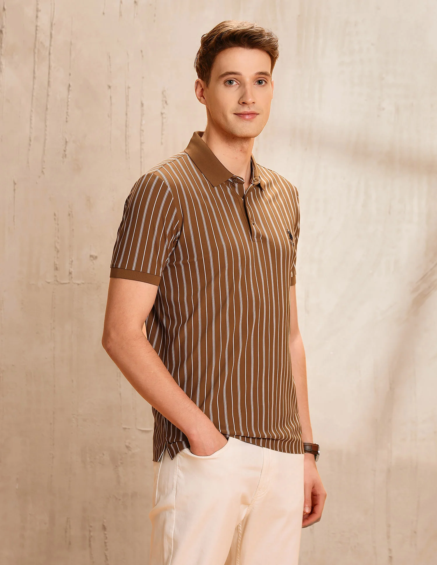 Vertical Striped Regular Fit Polo Shirt - Image 4
