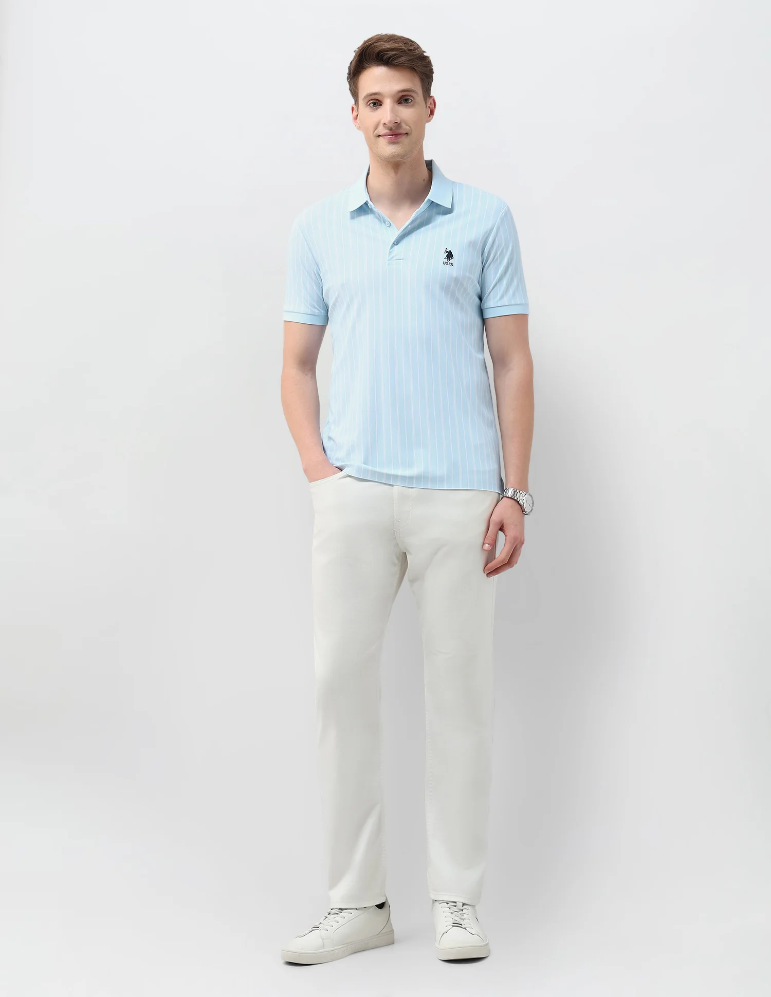 Vertical Striped Regular Fit Polo Shirt - Image 3