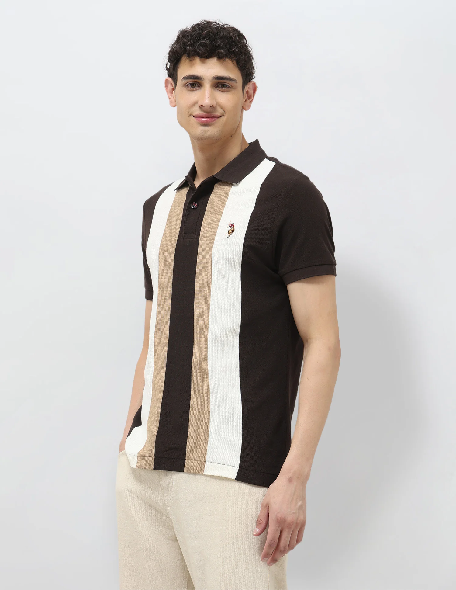 Vertical Striped Regular Fit Polo Shirt - Image 4