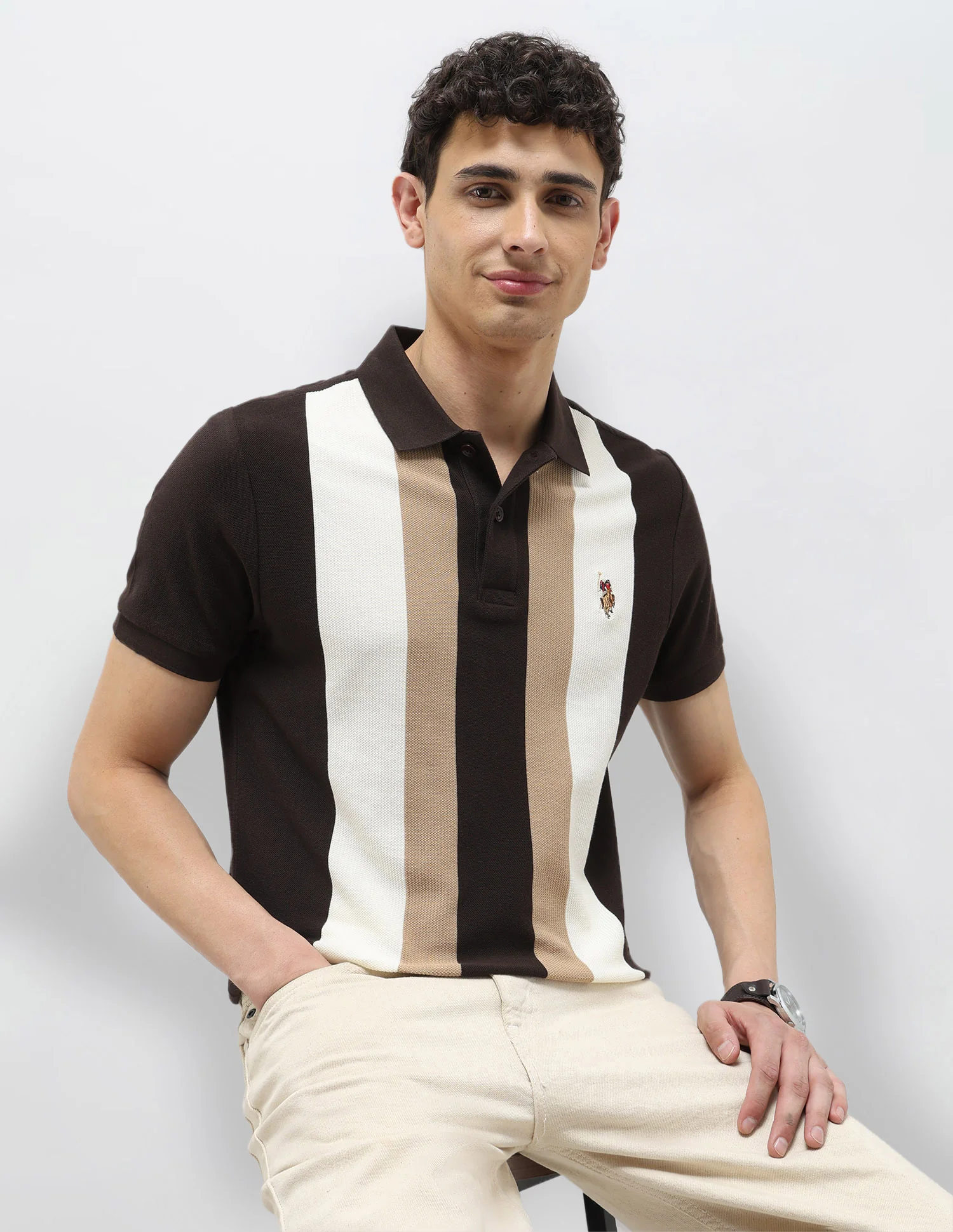 Vertical Striped Regular Fit Polo Shirt - Image 6