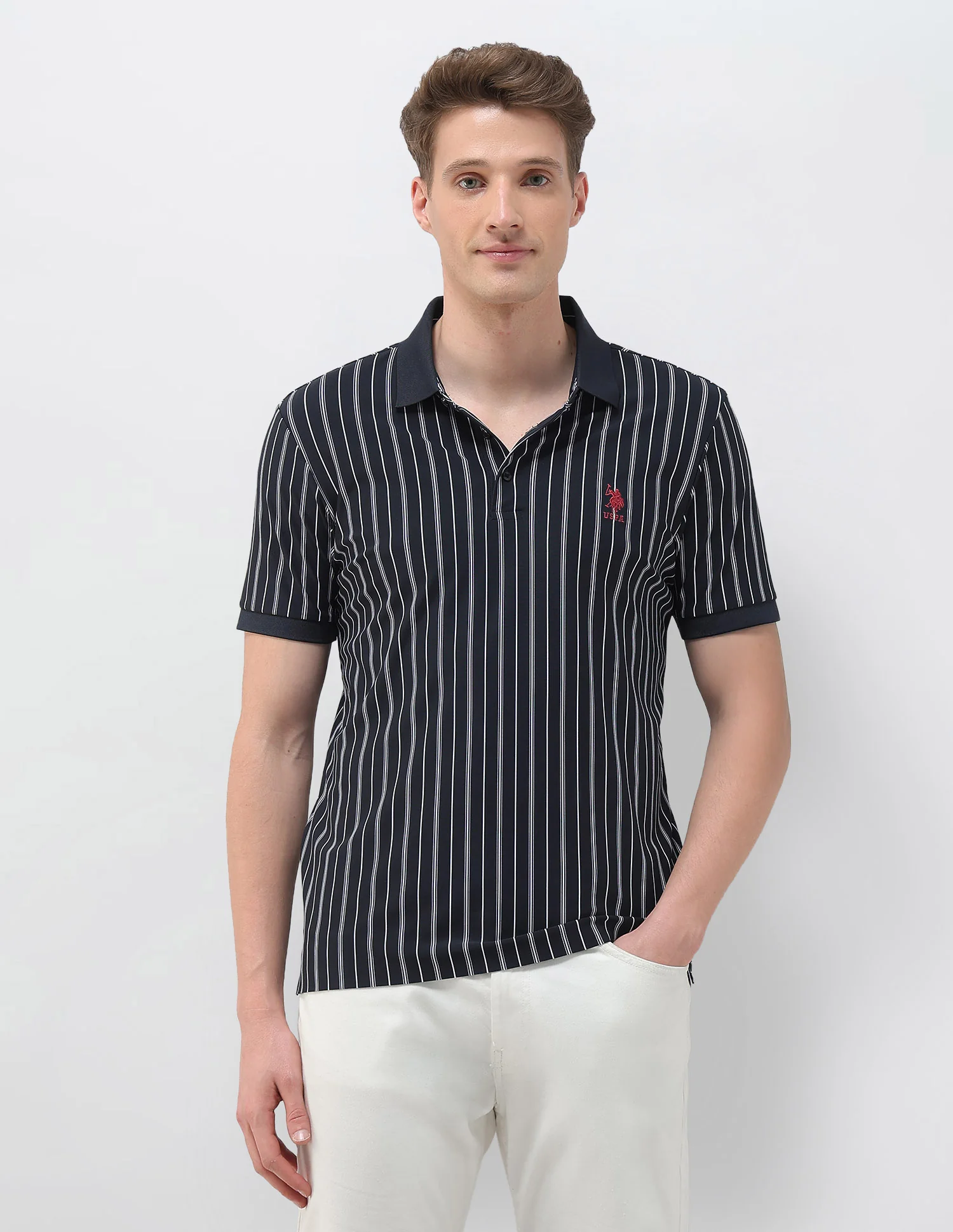 Vertical Striped Regular Fit Polo Shirt - Image 6