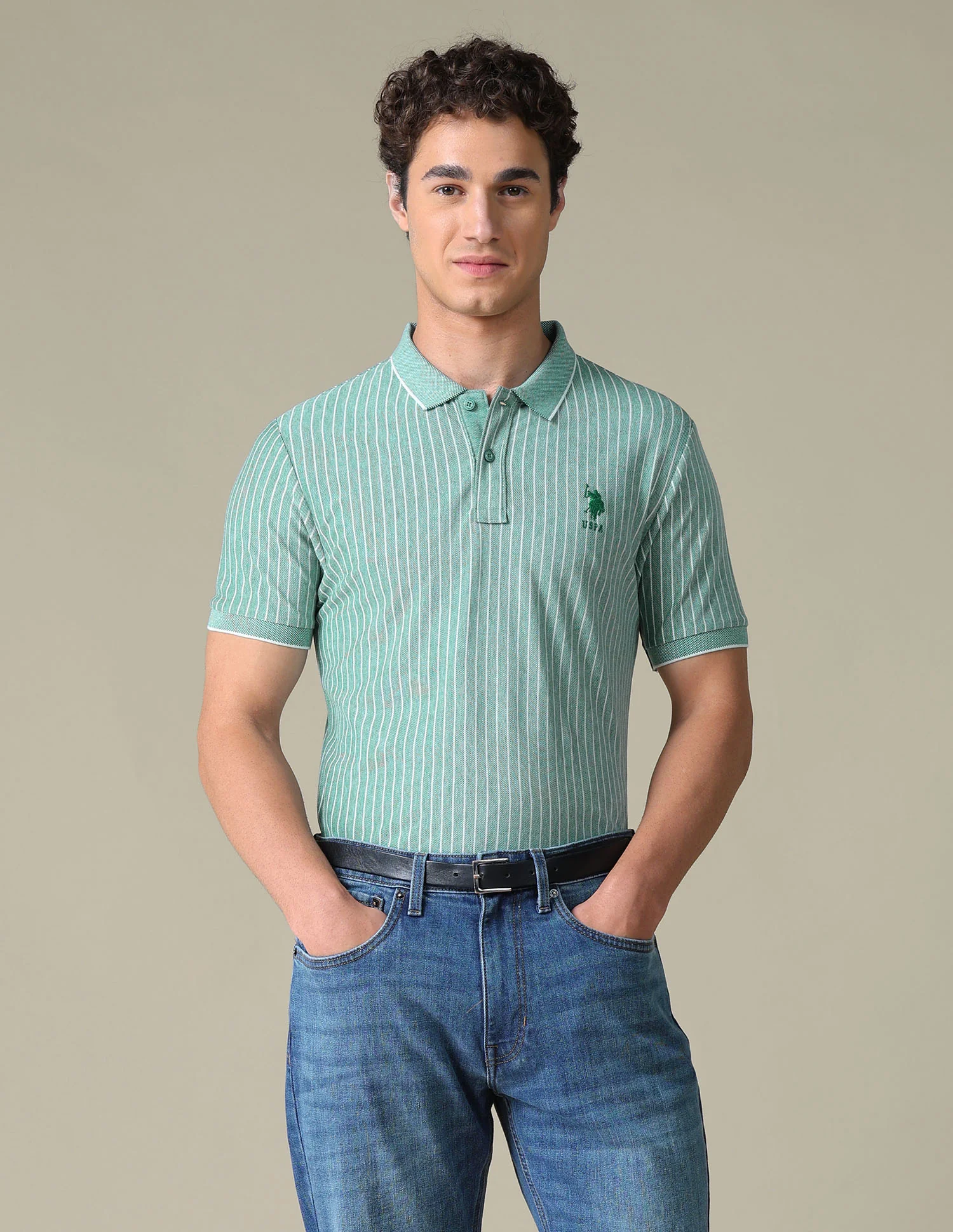 Vertical Striped Regular Fit Polo Shirt