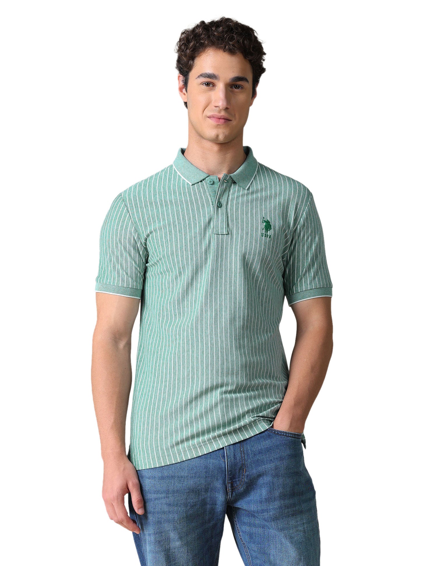 Vertical Striped Regular Fit Polo Shirt - Image 10