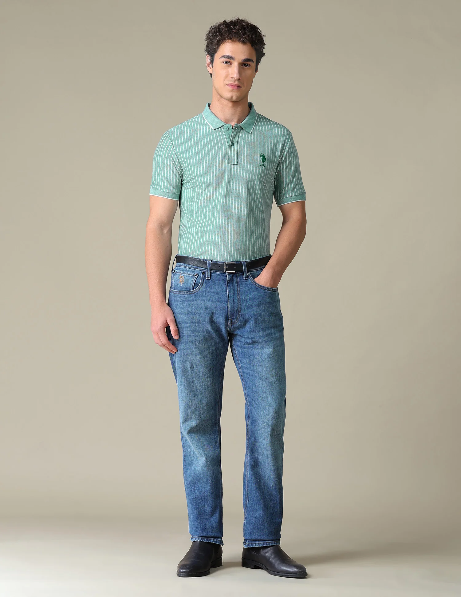 Vertical Striped Regular Fit Polo Shirt - Image 3