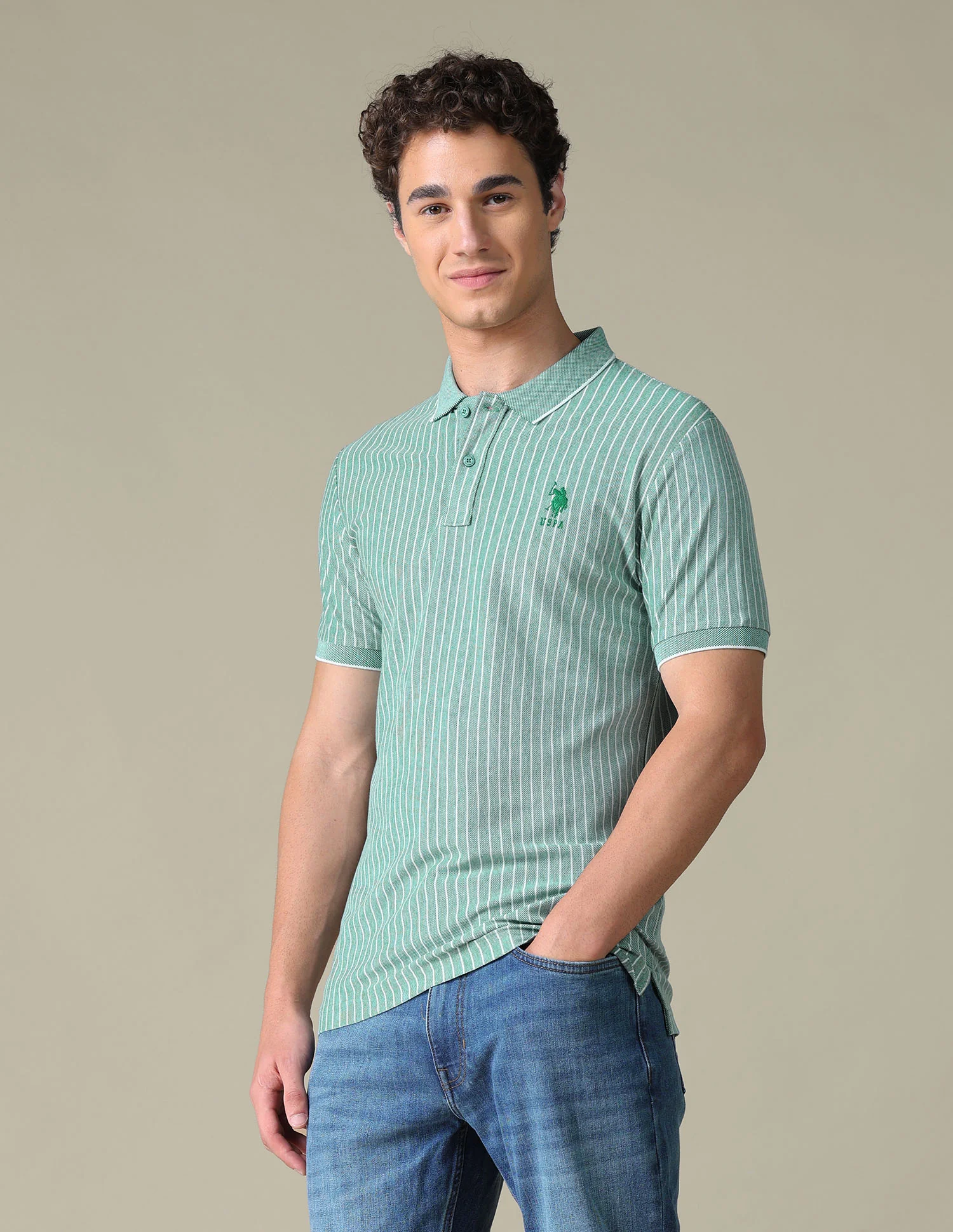 Vertical Striped Regular Fit Polo Shirt - Image 4