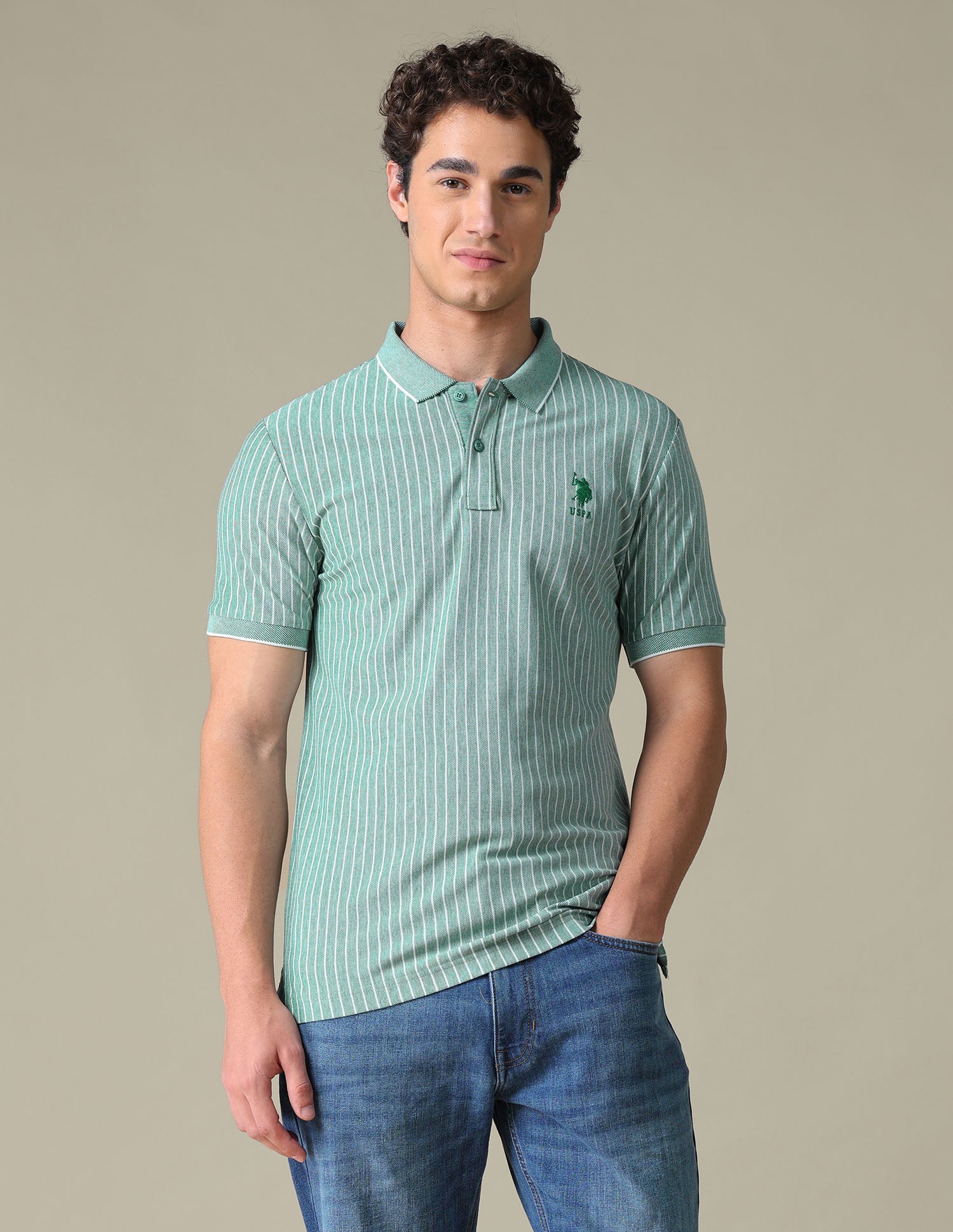 Vertical Striped Regular Fit Polo Shirt - Image 6