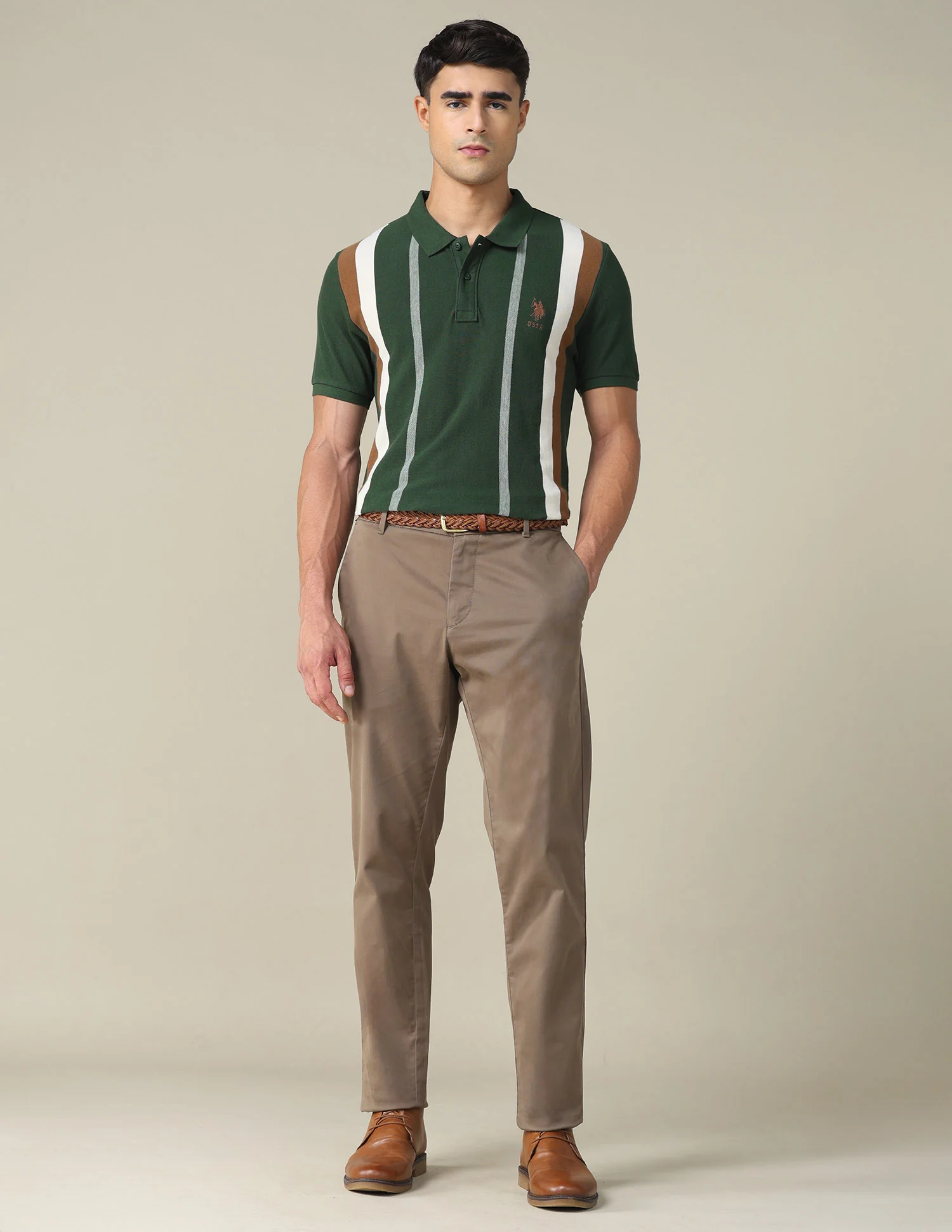 Vertical Striped Regular Fit Polo Shirt - Image 3
