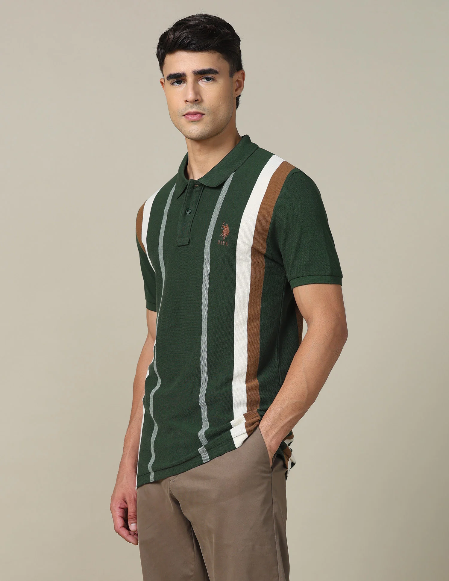 Vertical Striped Regular Fit Polo Shirt - Image 4