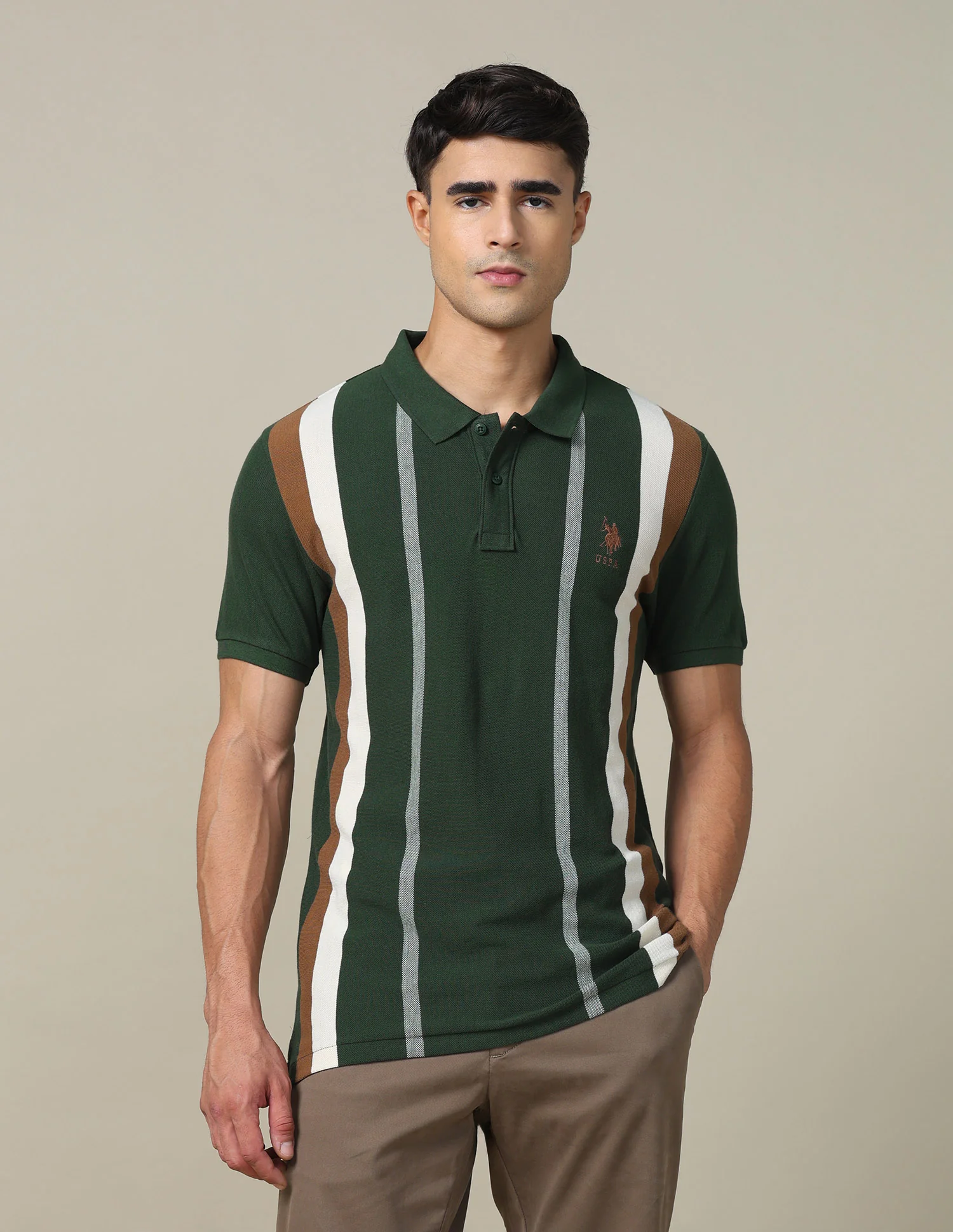 Vertical Striped Regular Fit Polo Shirt - Image 6