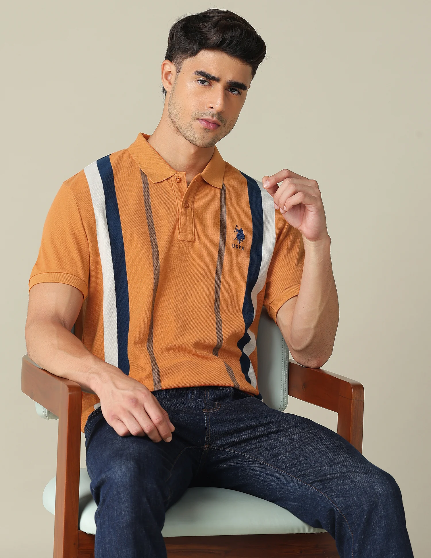 Vertical Striped Regular Fit Polo Shirt