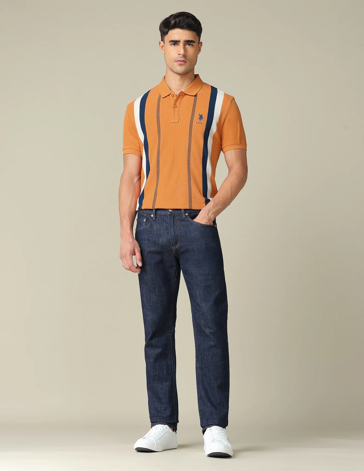 Vertical Striped Regular Fit Polo Shirt - Image 3