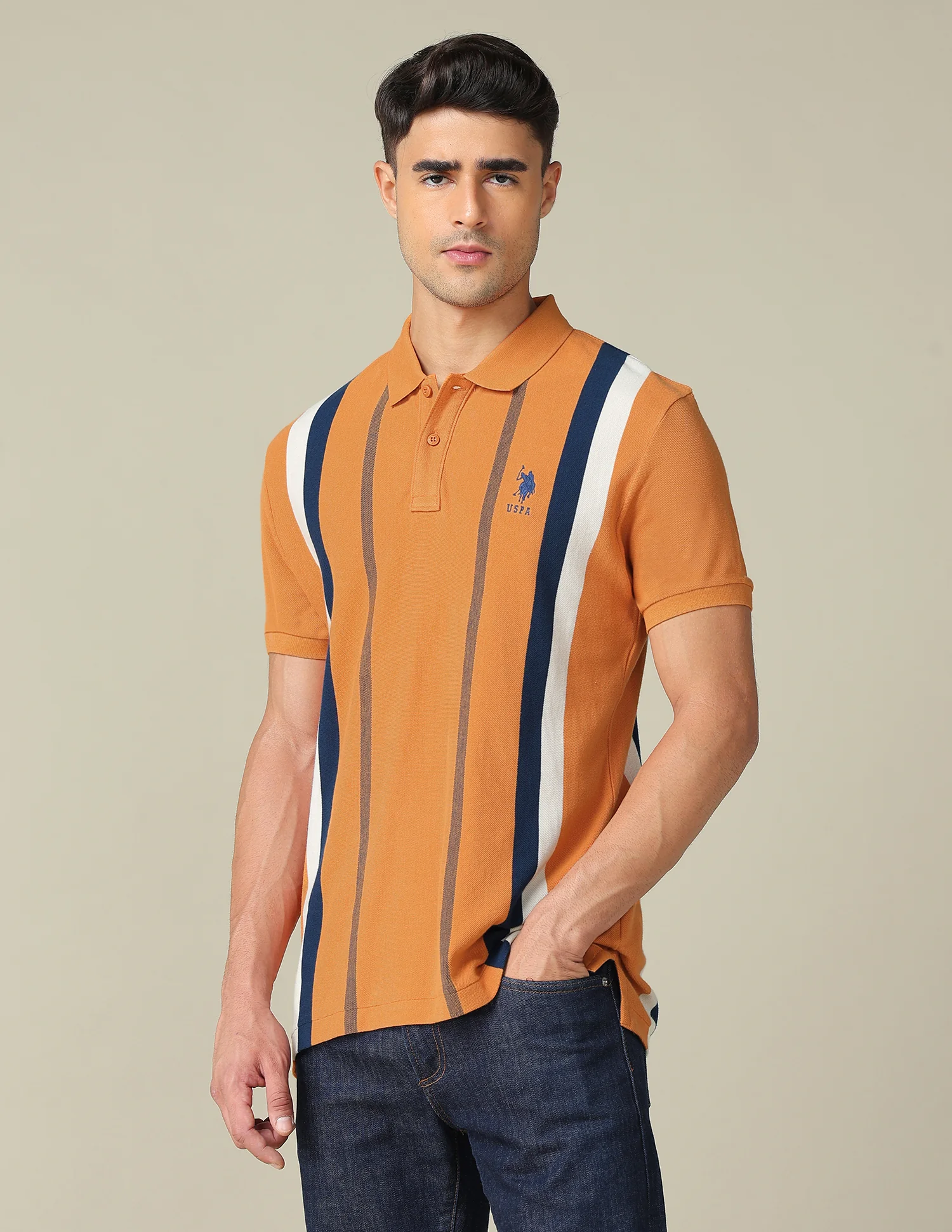 Vertical Striped Regular Fit Polo Shirt - Image 4