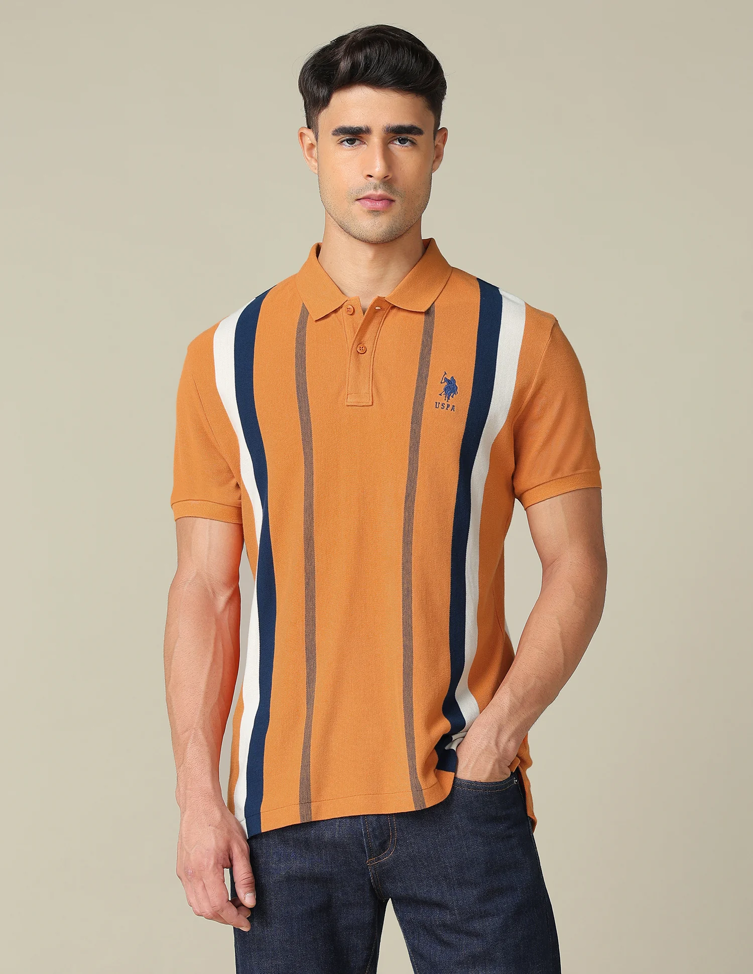 Vertical Striped Regular Fit Polo Shirt - Image 6