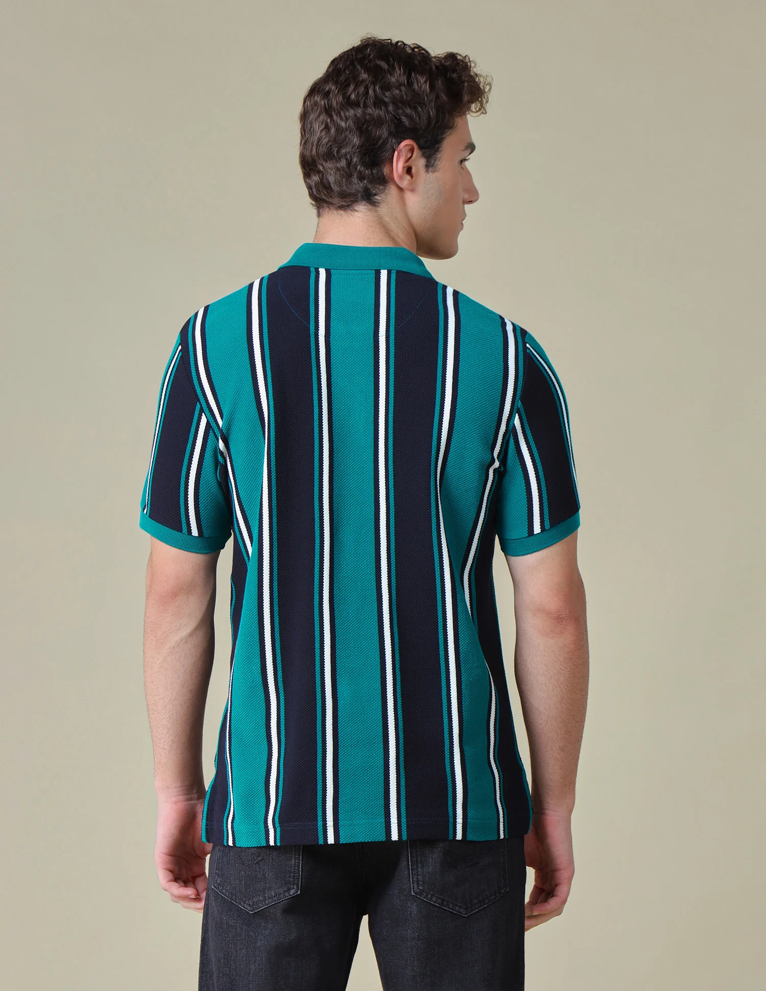 Vertical Striped Regular Fit Polo Shirt - Image 5