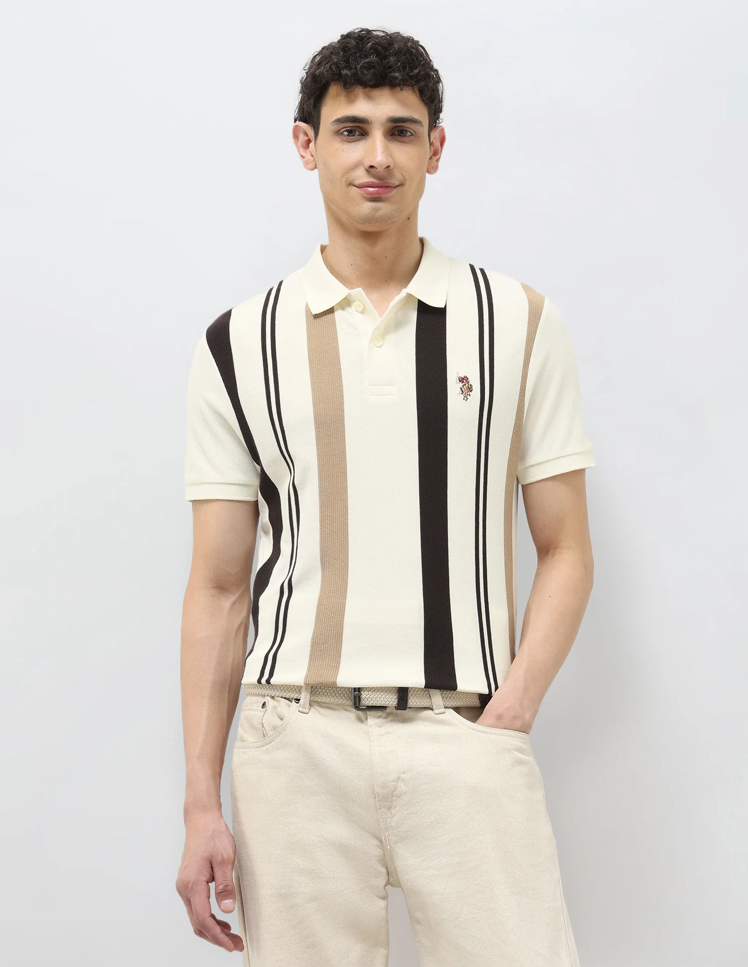 Vertical Striped Regular Fit Polo Shirt