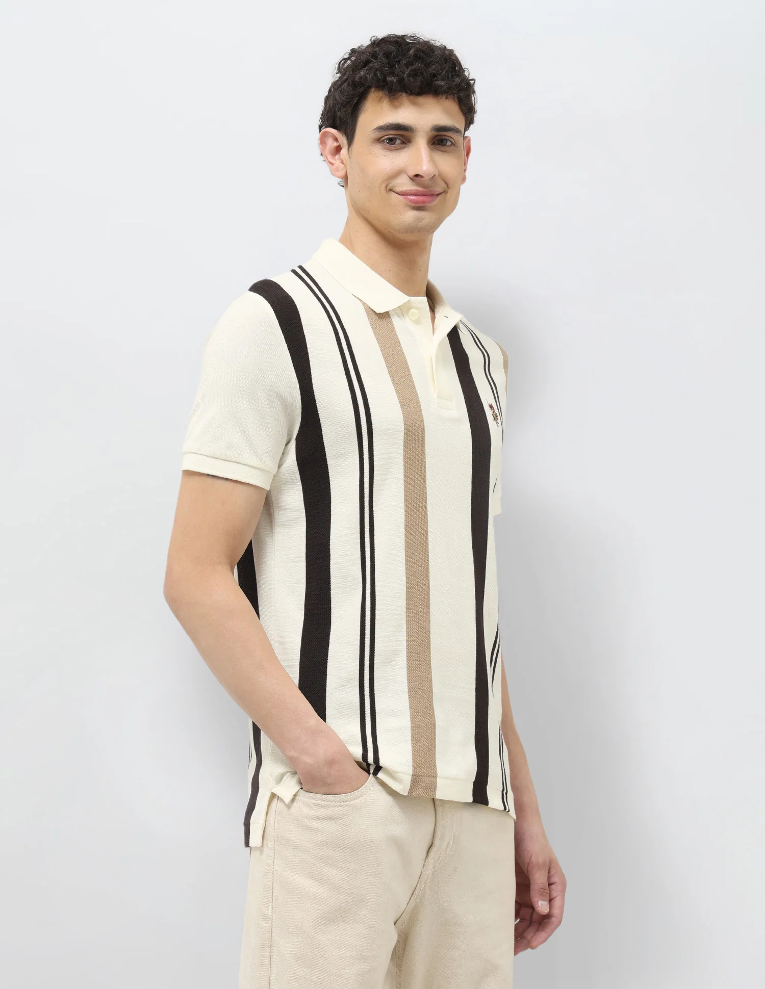 Vertical Striped Regular Fit Polo Shirt - Image 4