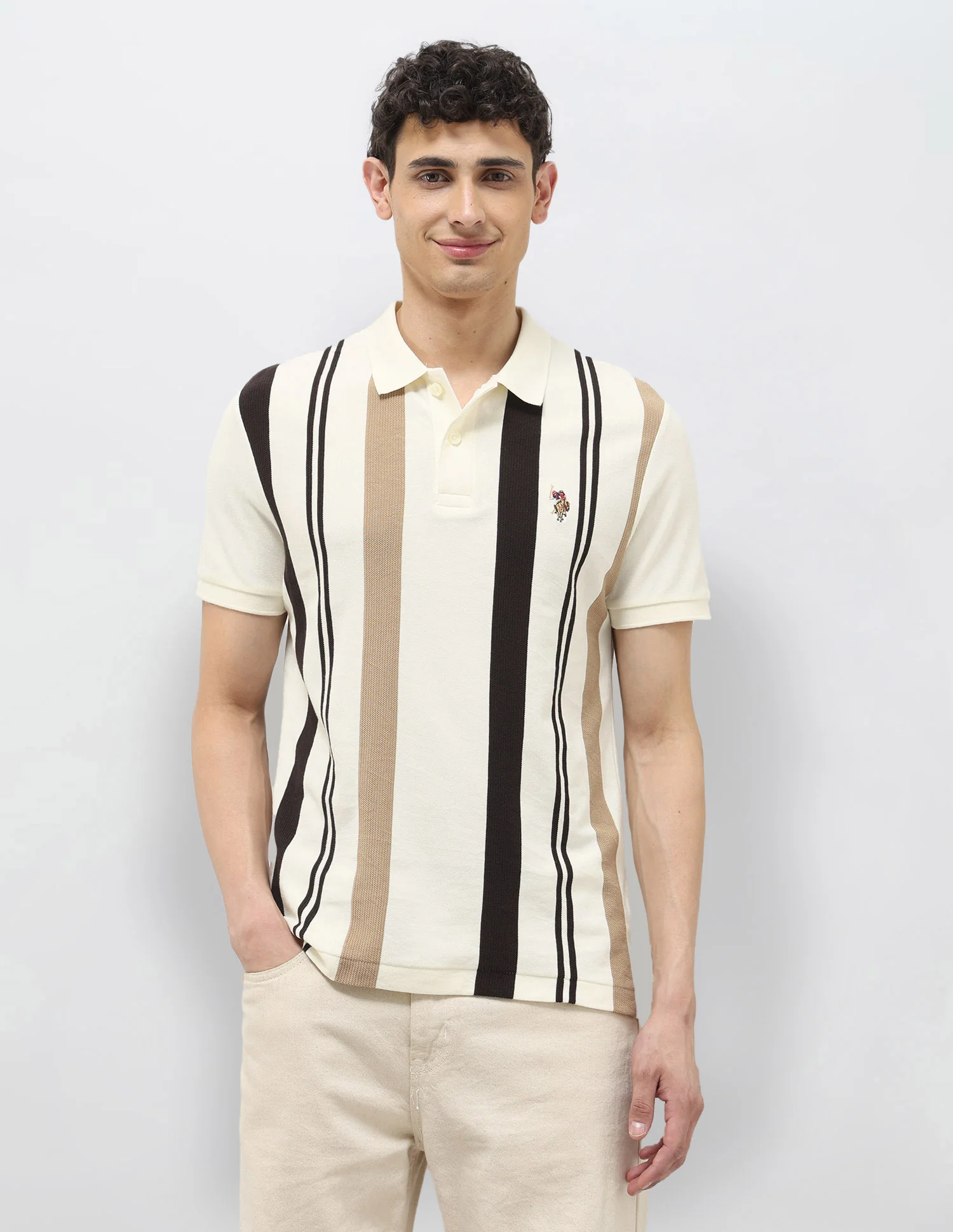 Vertical Striped Regular Fit Polo Shirt - Image 6