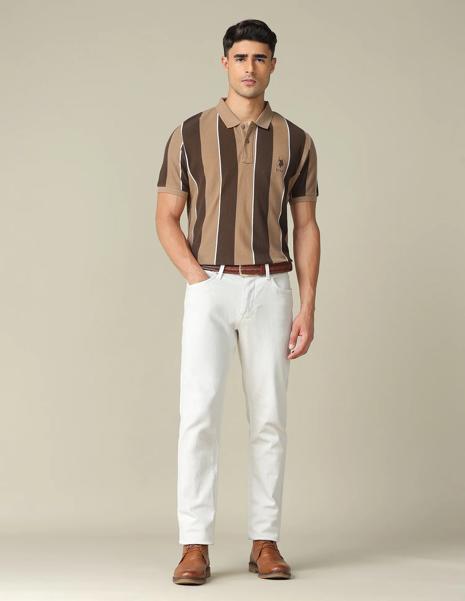 Vertical Striped Regular Fit Polo Shirt - Image 3