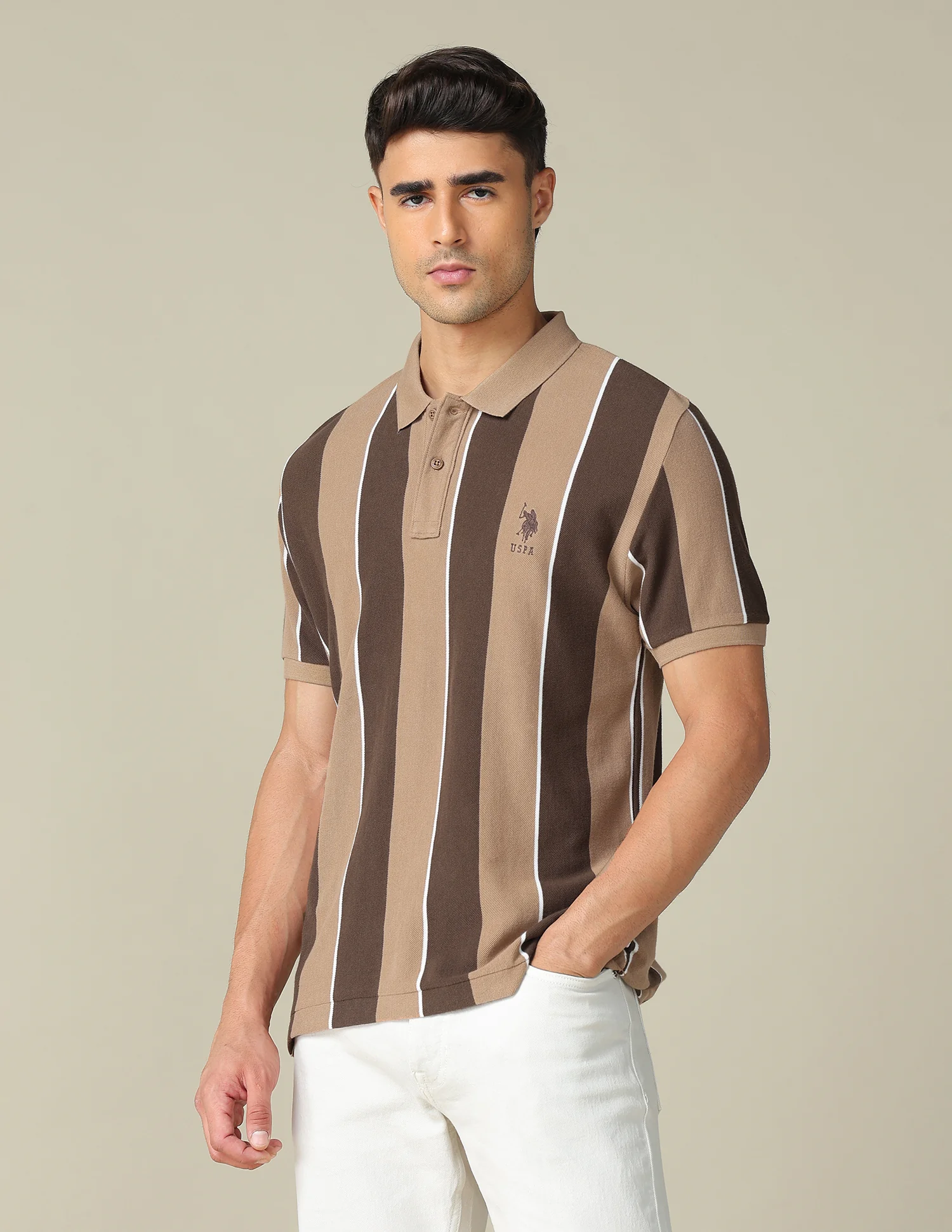 Vertical Striped Regular Fit Polo Shirt - Image 4
