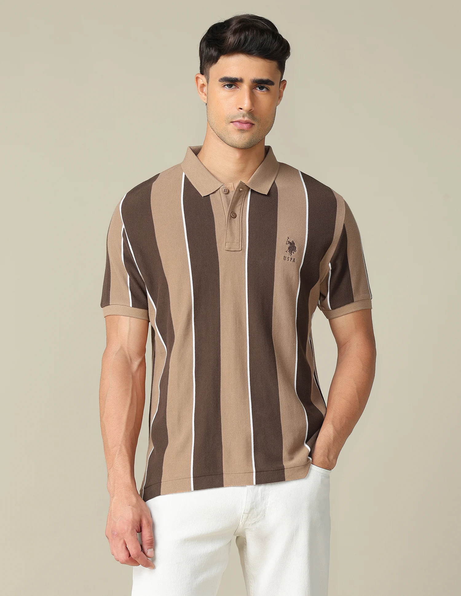 Vertical Striped Regular Fit Polo Shirt - Image 6