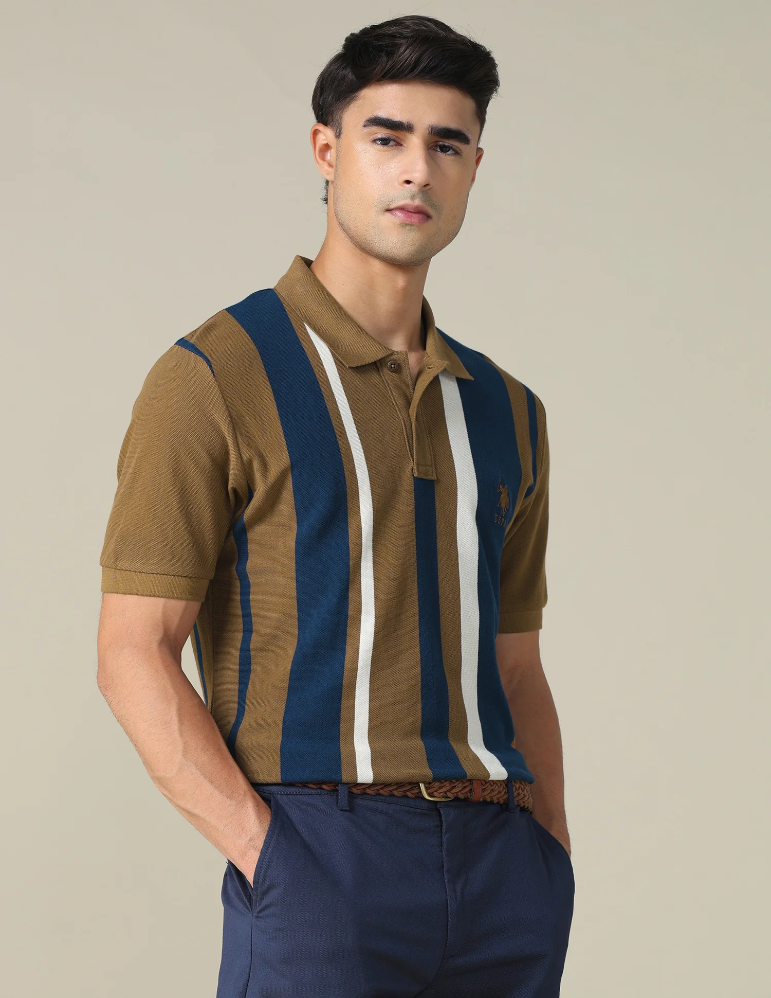 Vertical Striped Regular Fit Polo Shirt