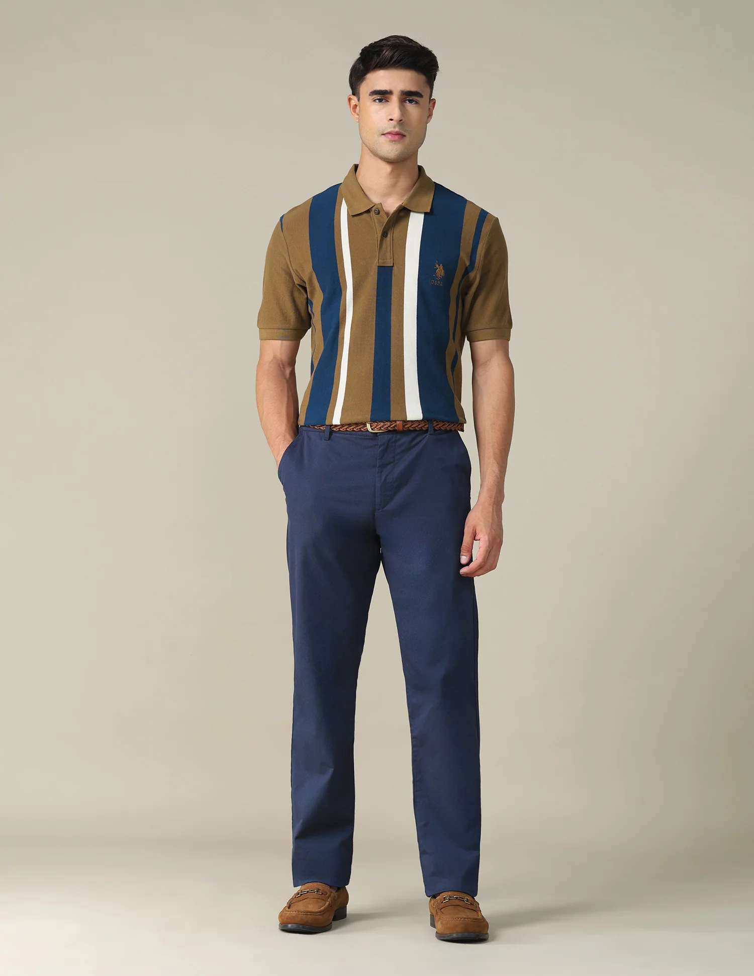 Vertical Striped Regular Fit Polo Shirt - Image 3