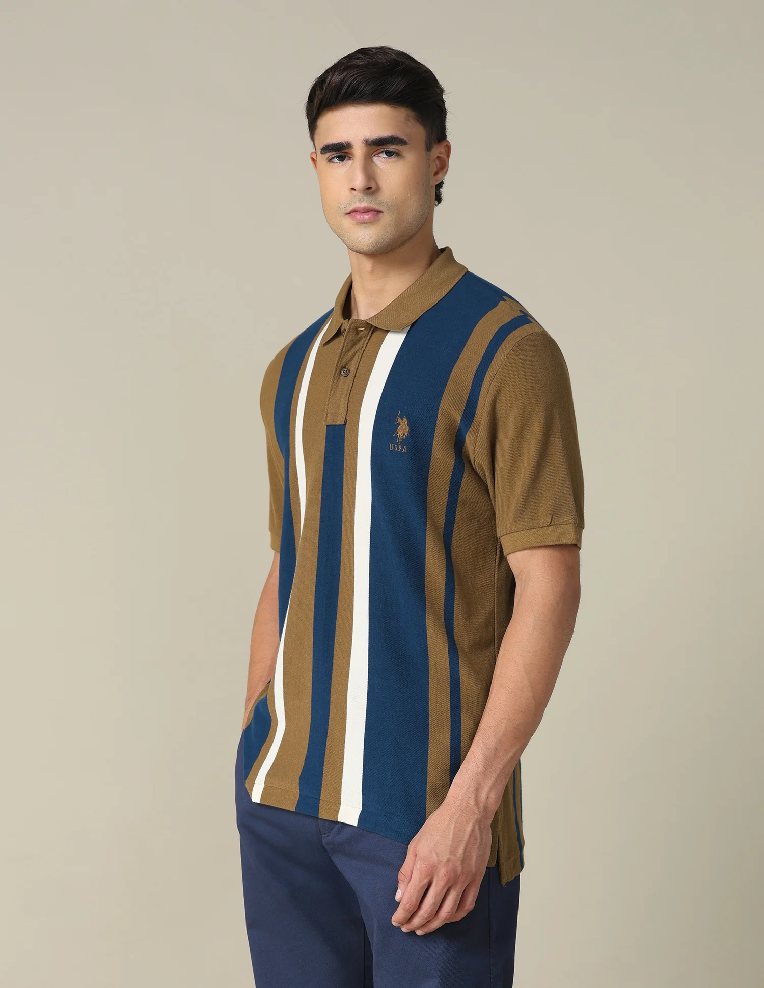 Vertical Striped Regular Fit Polo Shirt - Image 4