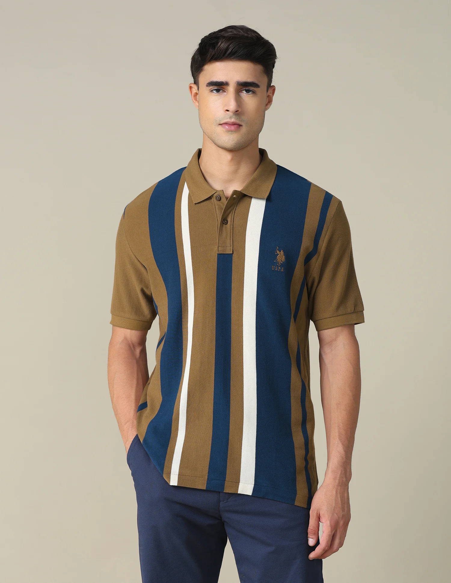Vertical Striped Regular Fit Polo Shirt - Image 6