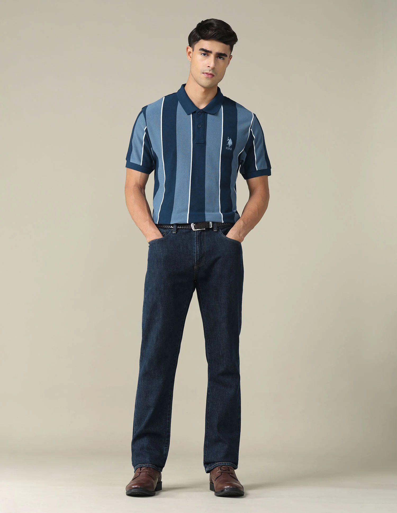 Vertical Striped Regular Fit Polo Shirt - Image 3